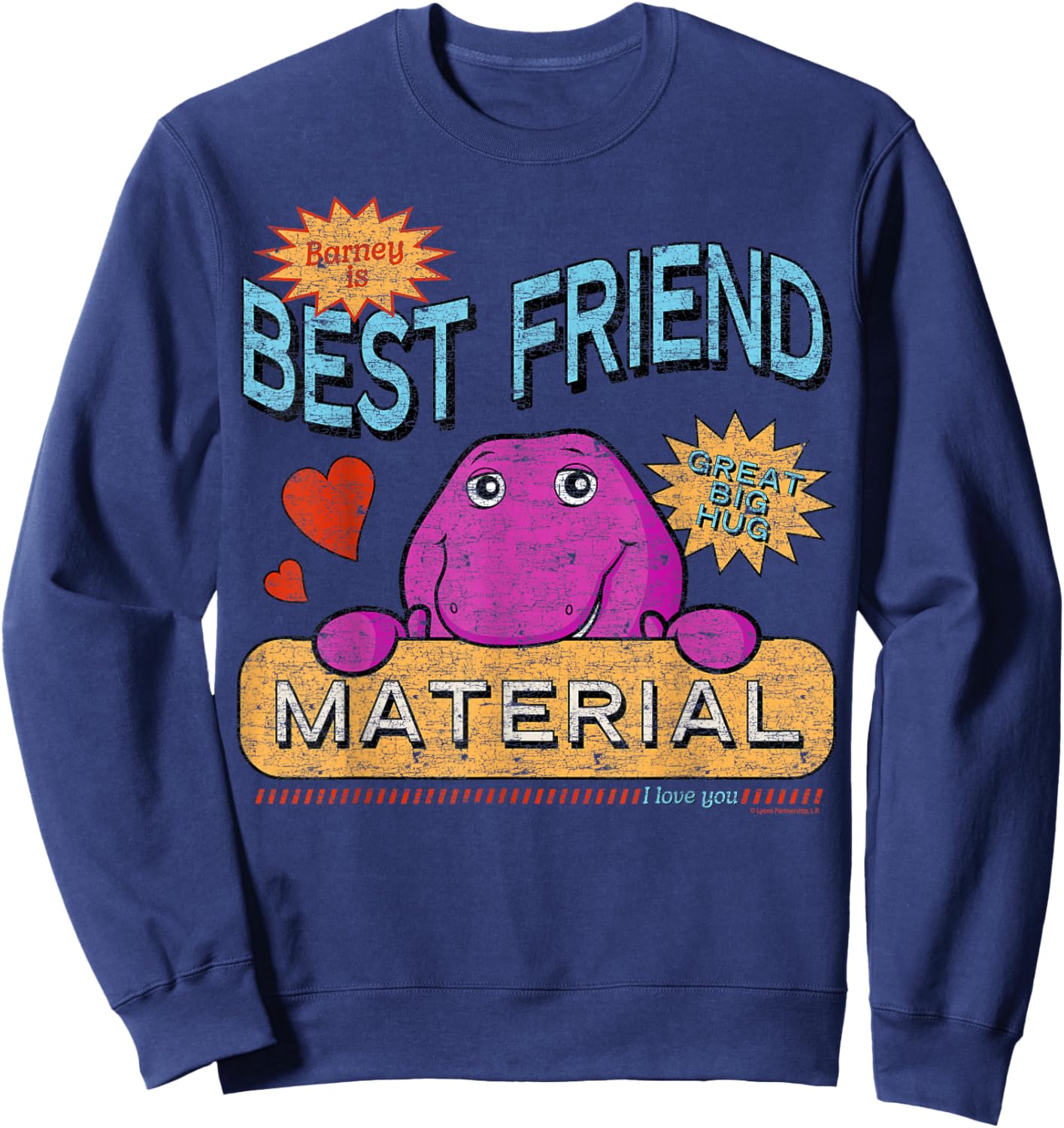 Barney Best Friend Material Retro Sweatshirt - Sweatshirt | Navy
