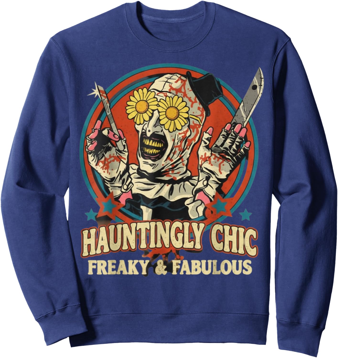 Hauntingly Chic Freaky Spooky Glam Halloween Fabulous Vibes Sweatshirt - Sweatshirt | Navy