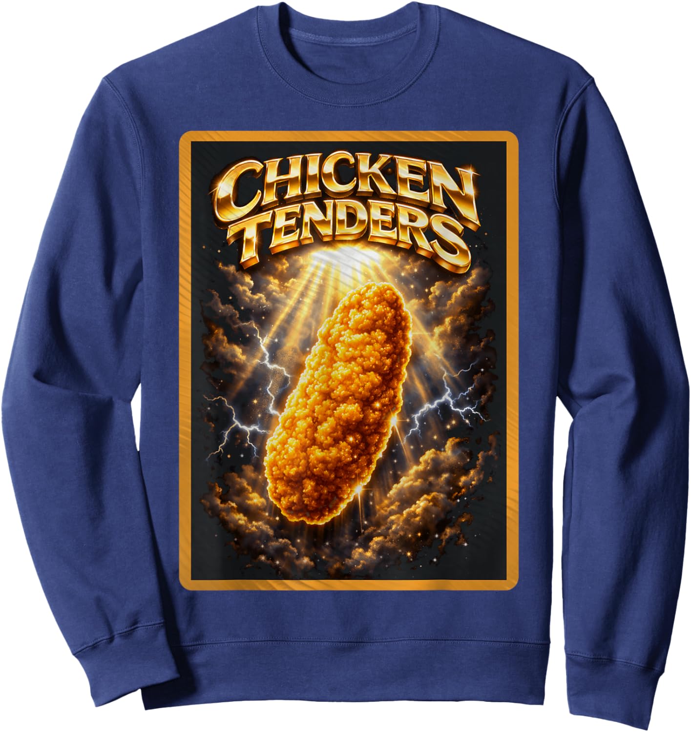 Funny Chicken Tenders Retro Graphic Vintage Gen Z Meme Humor Sweatshirt - Sweatshirt | Navy