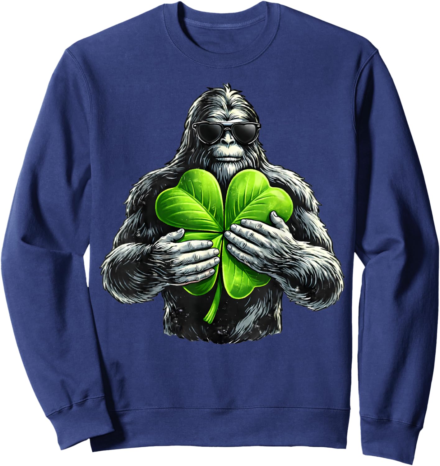 St Patricks Day Bigfoot Sasquatch Shamrock Irish Men Boys Sweatshirt - Sweatshirt | Navy