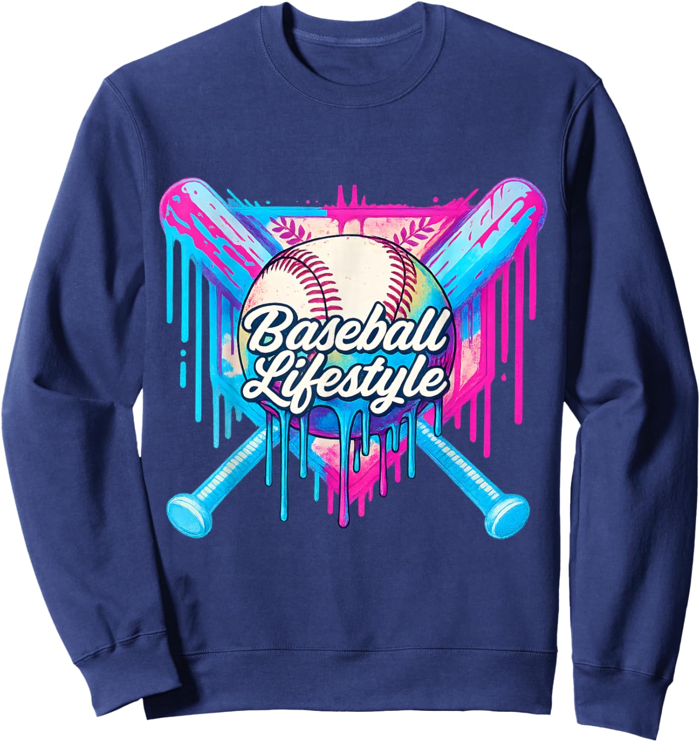 Baseball Life Style 101 Apparel Youth Drip Baseball Sweatshirt - Sweatshirt | Navy
