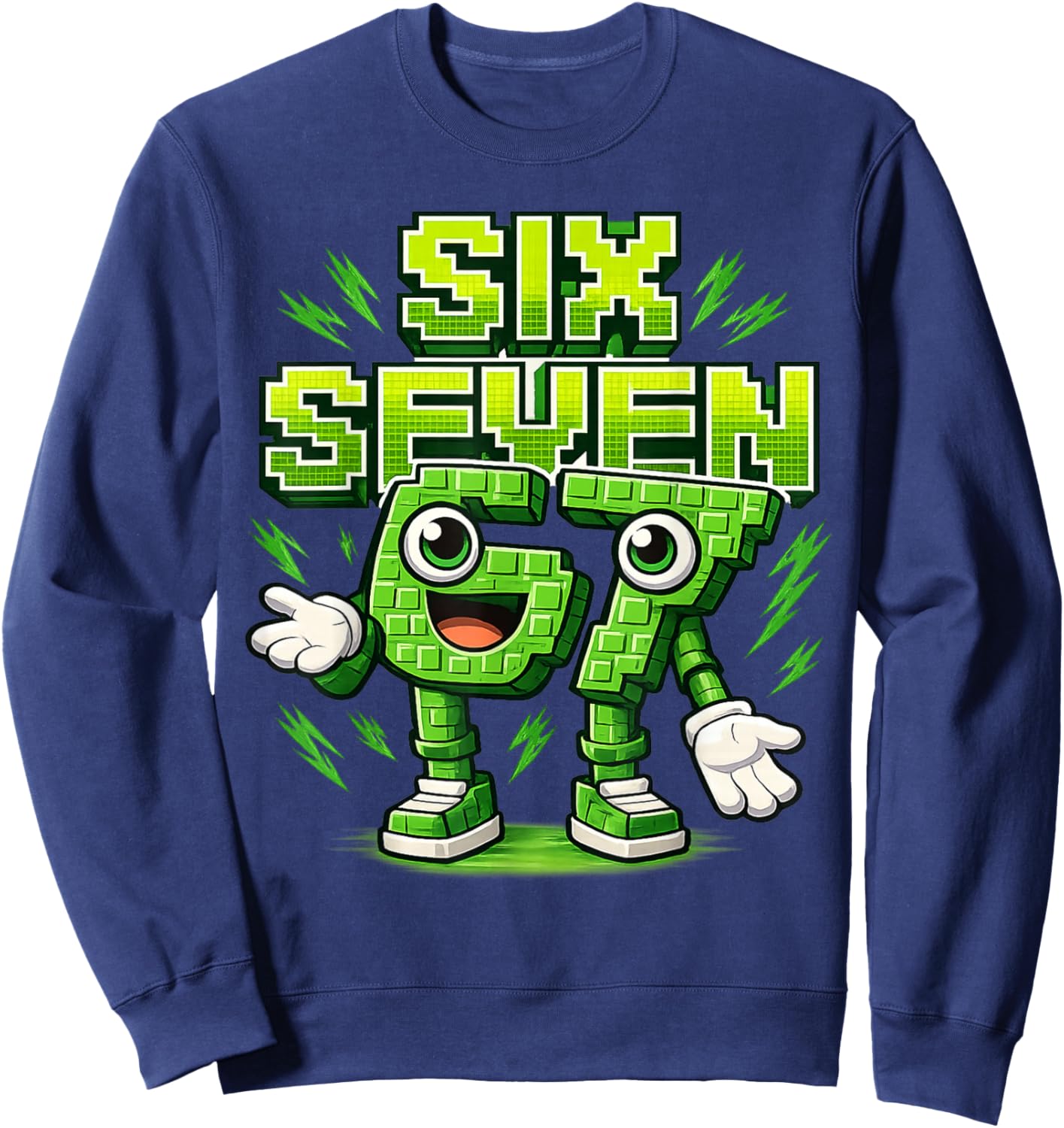 I was 6 Now I'm Six 7 Seven Years Brainrot Birthday Sweatshirt - Sweatshirt | Navy