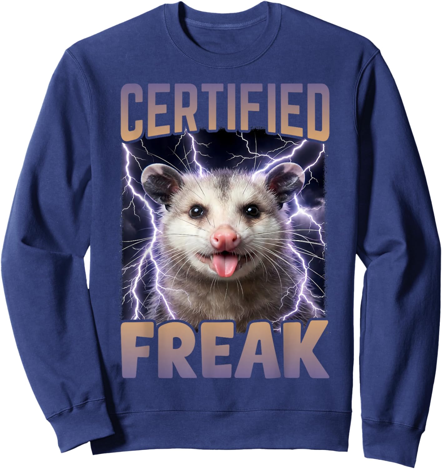 Certified Freak Possum Funny Cursed Meme Sweatshirt - Sweatshirt | Navy