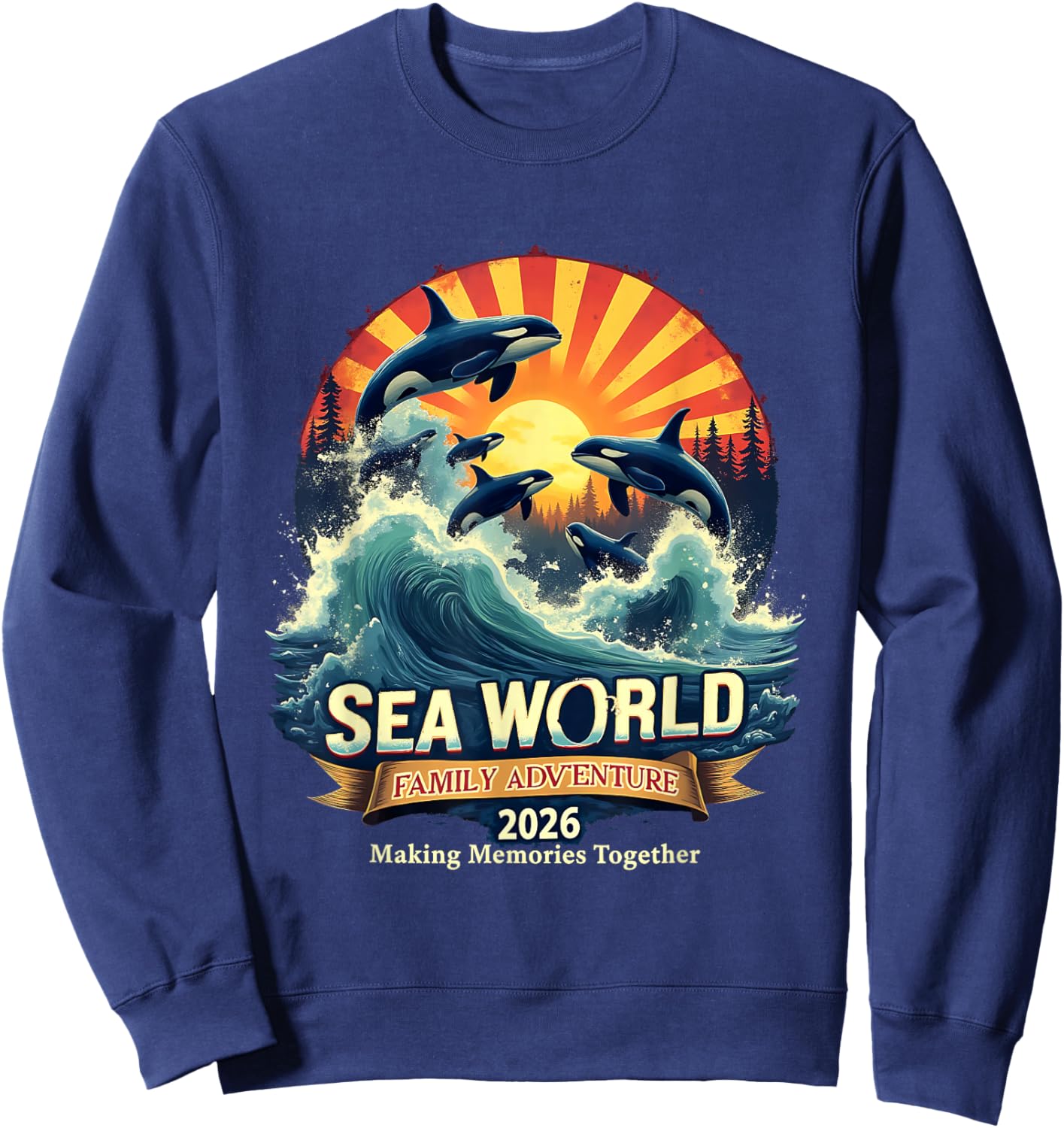 Marine Life Adventure 2026 Dolphin Trip Family Vacation Crew Sweatshirt - Sweatshirt | Navy