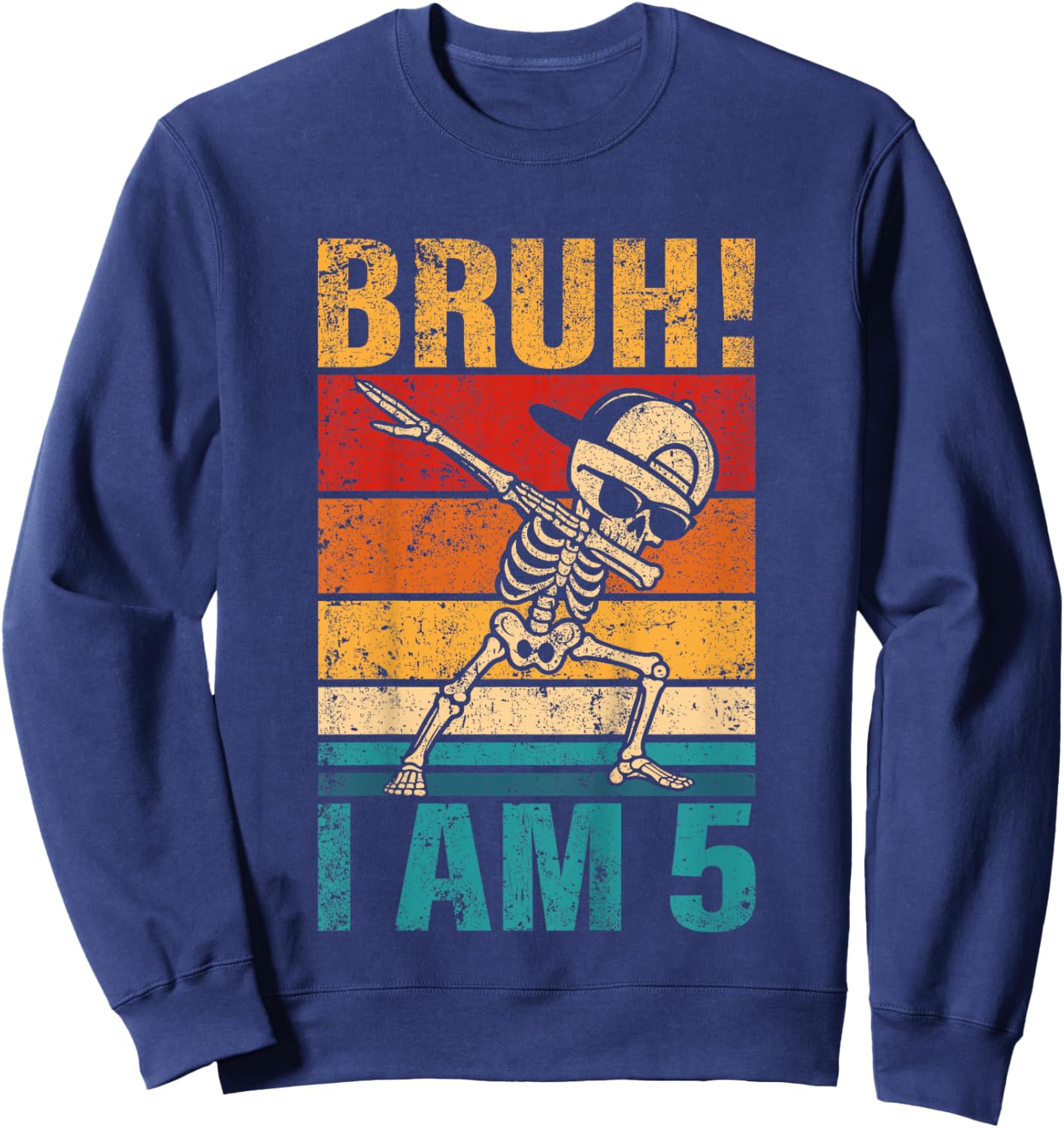 5 Year Old Birthday Dabbing Boy Bruh It's My 5th Birthday Sweatshirt - Sweatshirt | Navy