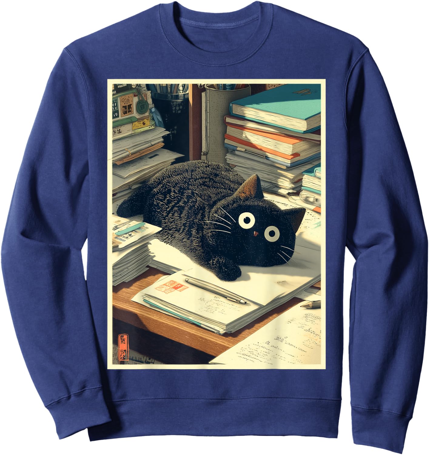 Cat Teacher Student School Last Day Books First 100th Day Sweatshirt - Sweatshirt | Navy