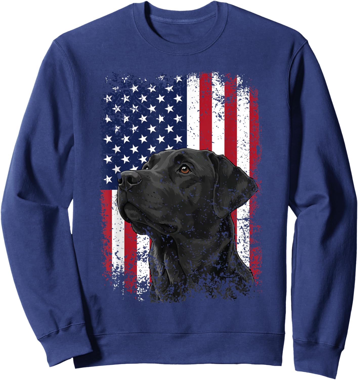 Patriotic Lab Hunting Labrador US Flag Hunting Dog Sweatshirt - Sweatshirt | Navy