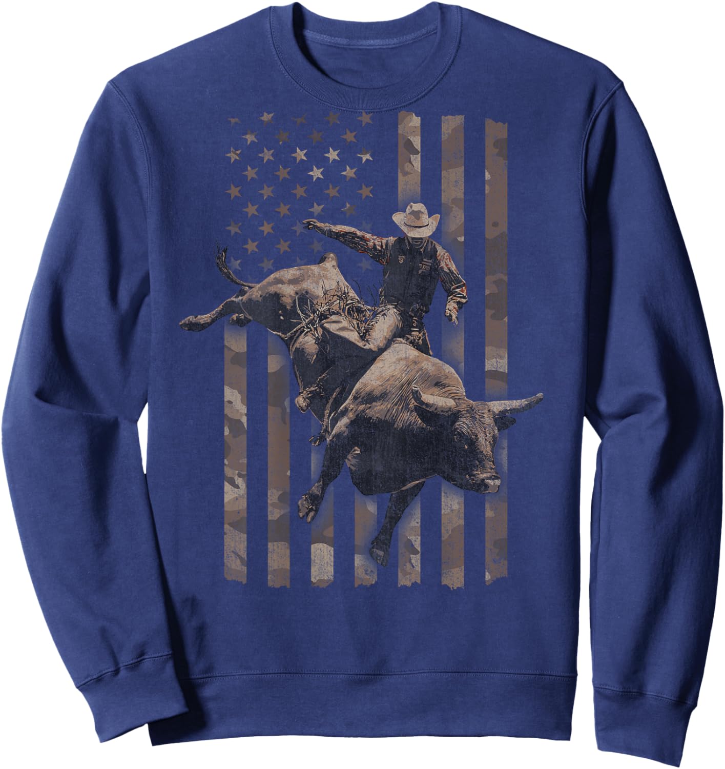 Rodeo American Flag (Design on Back) Sweatshirt - Sweatshirt | Navy