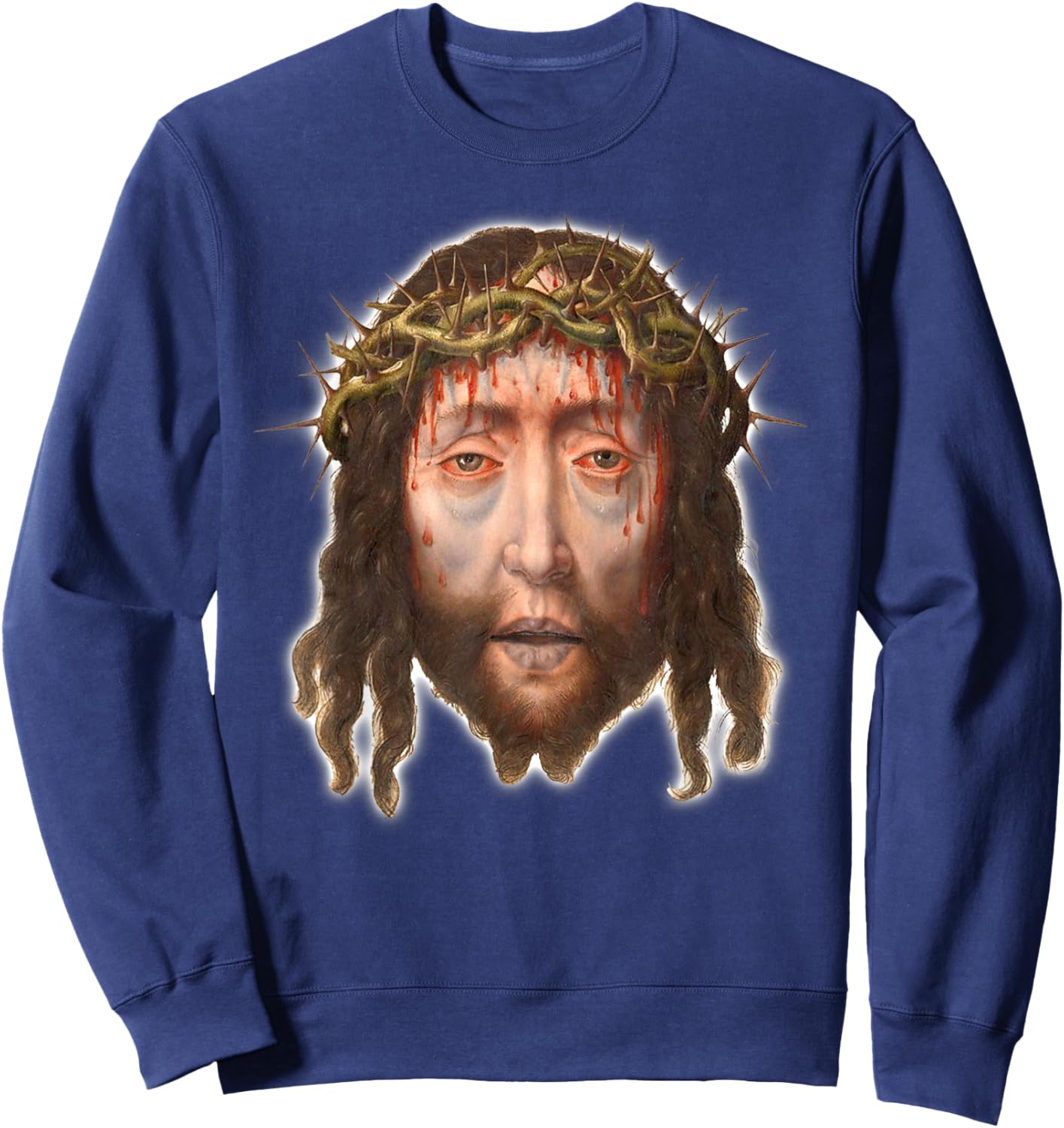 Jesus Christ Man of Sorrows Aelbert Bouts Painting 1505 Sweatshirt - Sweatshirt | Navy
