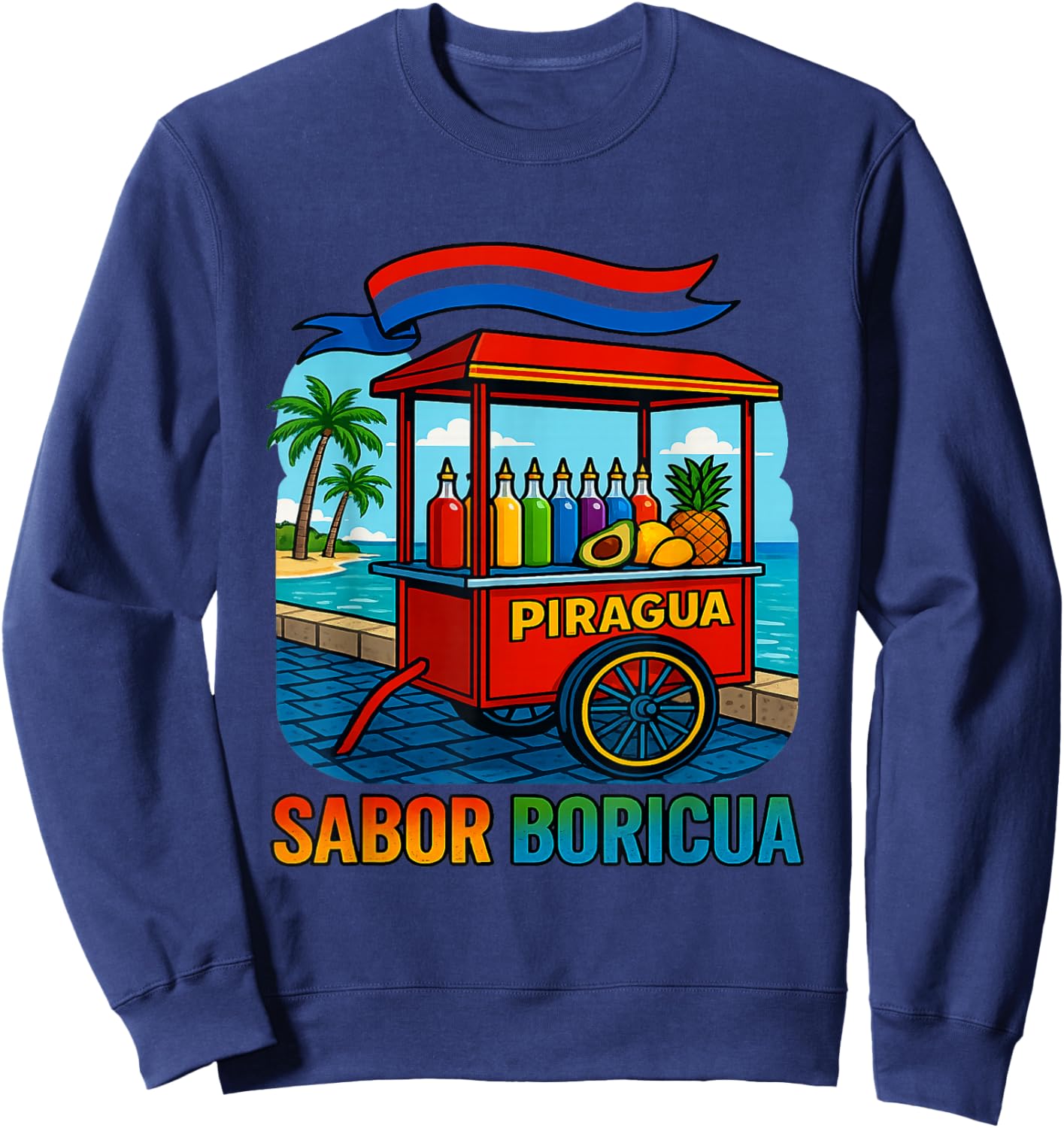 Piragua Sabor Boricua Tropical Vibes Puerto Rico Sweatshirt - Sweatshirt | Navy