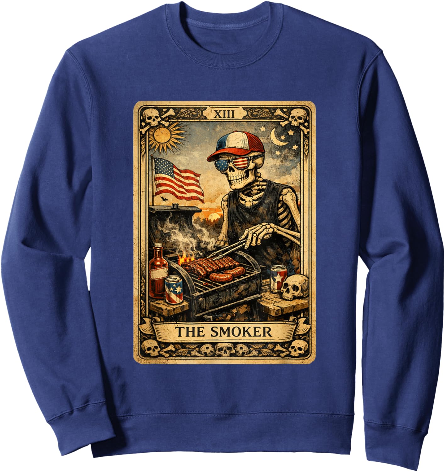 Grilling BBQ Shirt Funny BBQ Chef BBQ Lover Sweatshirt - Sweatshirt | Navy