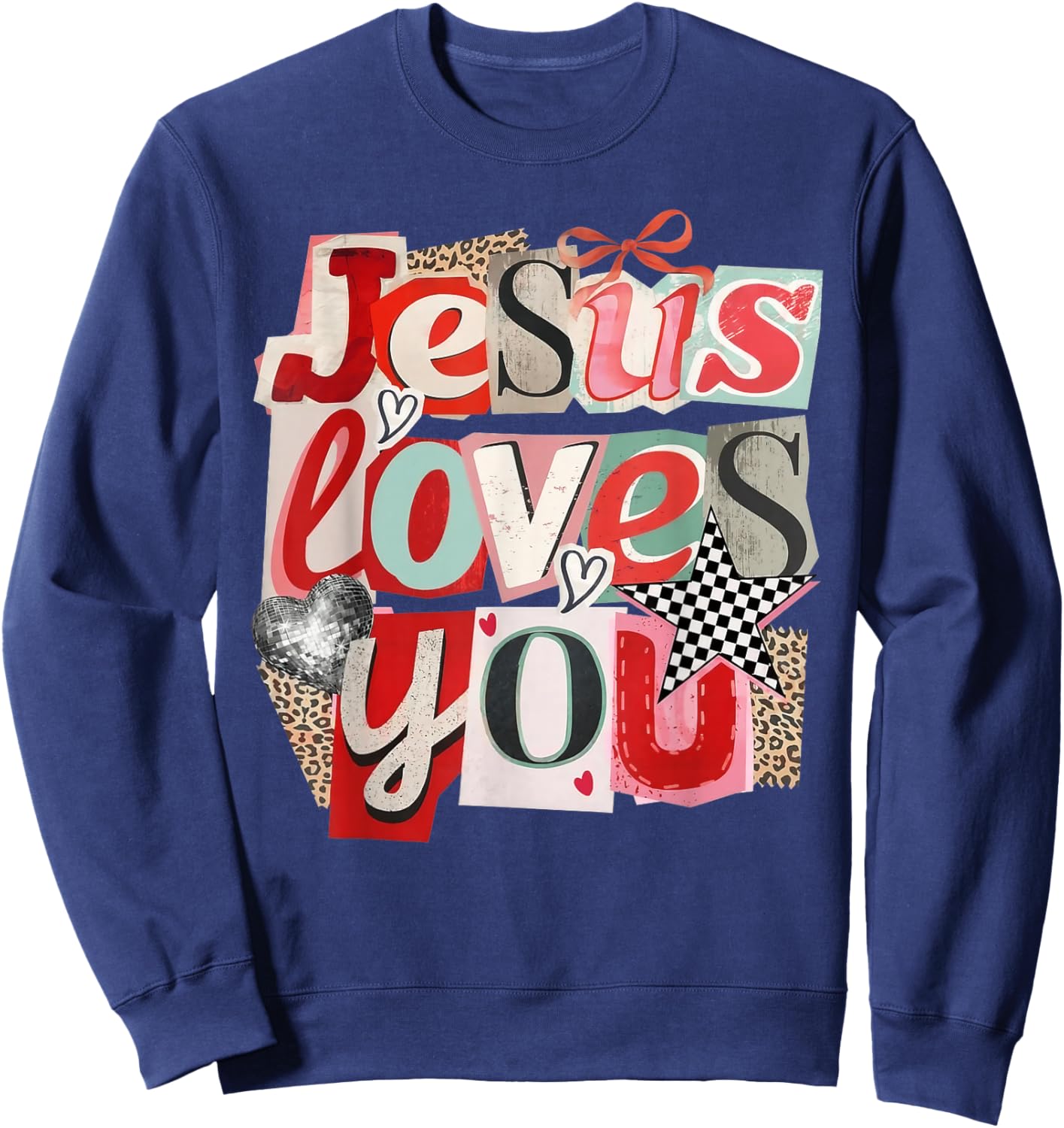 Jesus Loves You Retro Valentine Jesus Bible Verse Design Sweatshirt - Sweatshirt | Navy