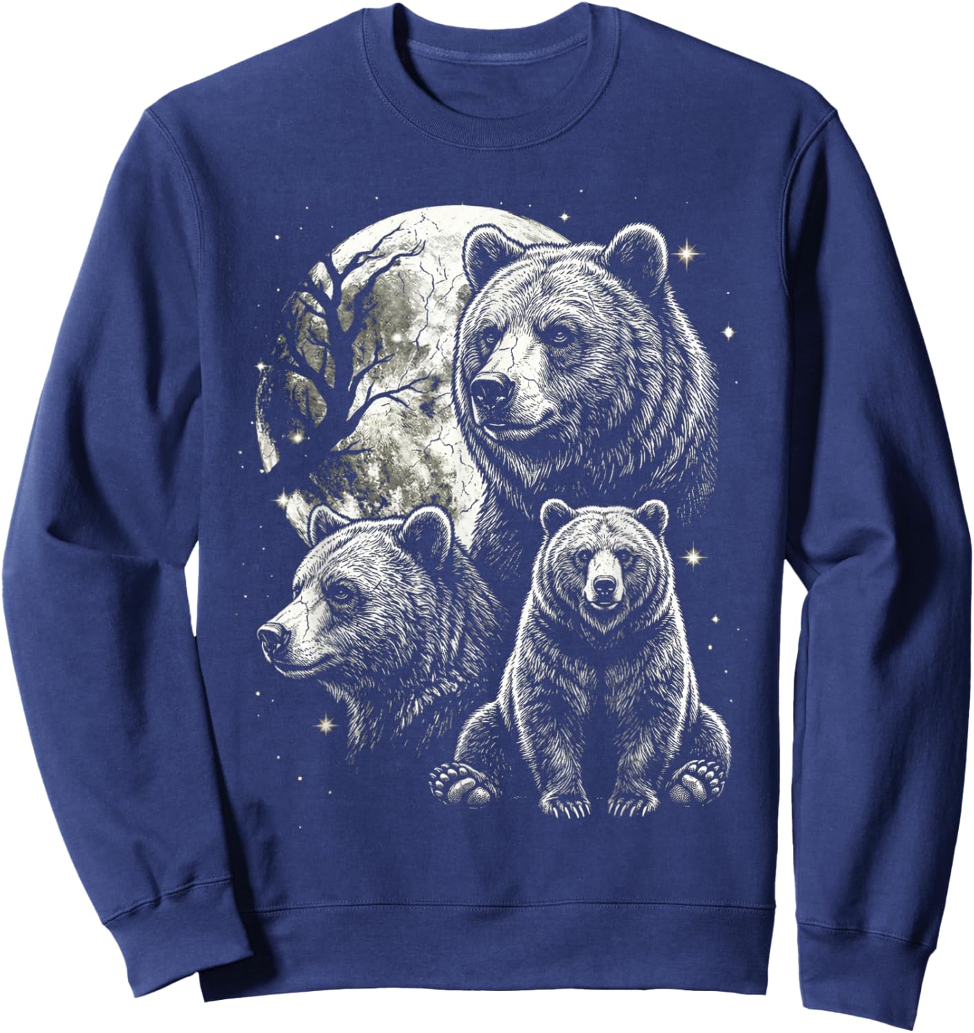 Bear 90s Style Vintage Aesthetic Y2K Wildlife Bear Graphic Sweatshirt - Sweatshirt | Navy