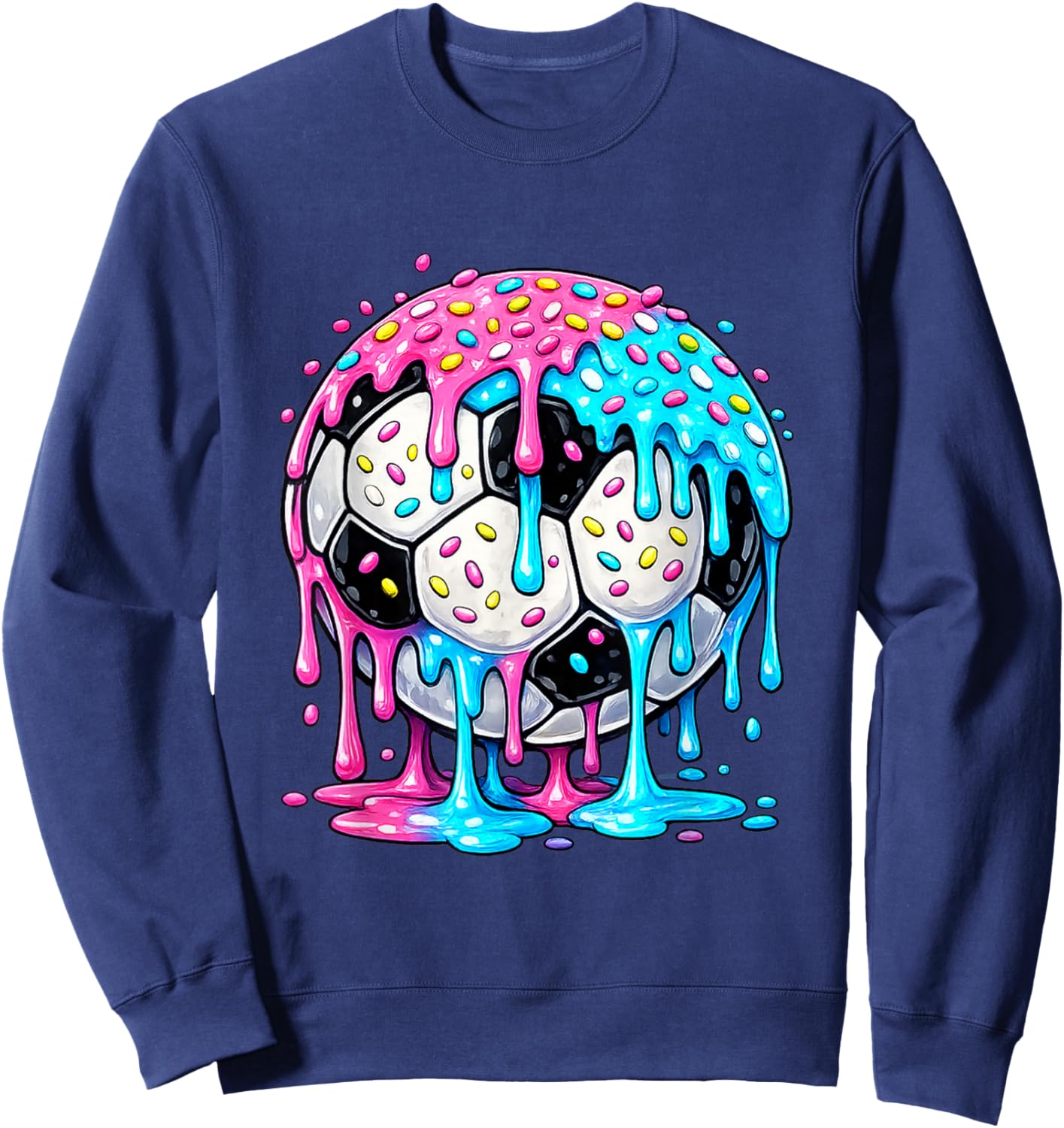 Dripping Soccer Ball Ice Cream Drip Sprinkles for Kids Sweatshirt - Sweatshirt | Navy