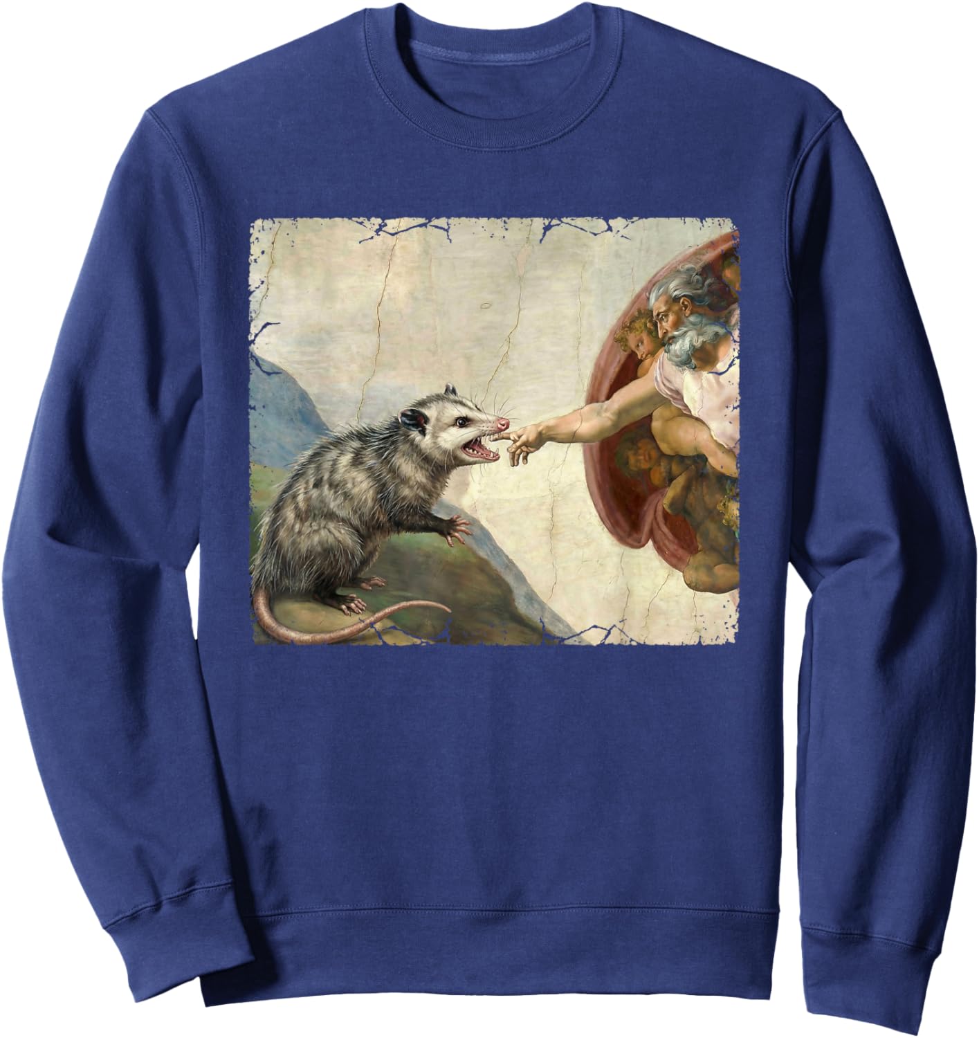 Opossum Biting God's Hand Funny Possum Meme Sweatshirt - Sweatshirt | Navy
