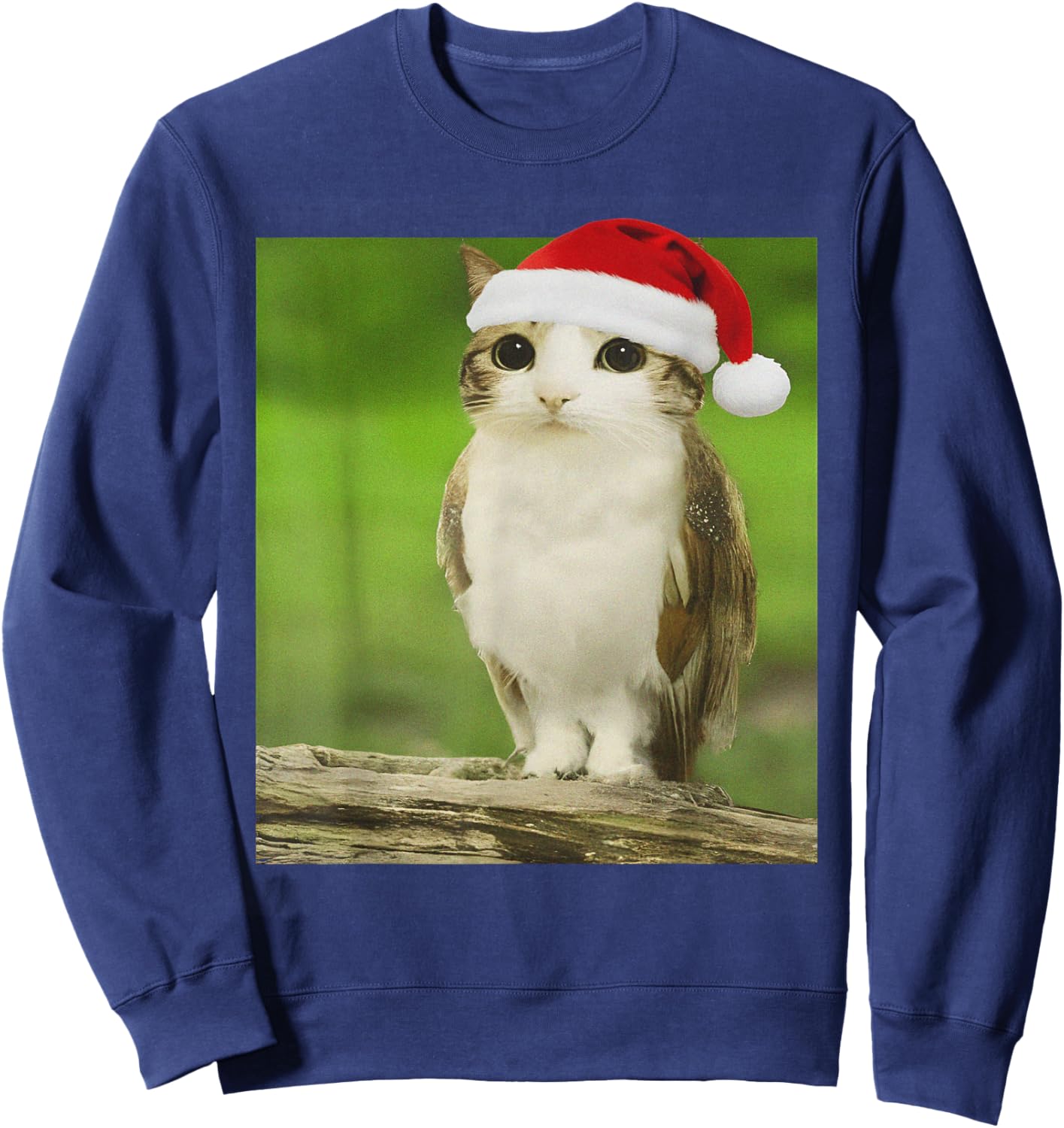 Funny Adorable Cat Owl Meme Meowl Christmas Sweatshirt - Sweatshirt | Navy