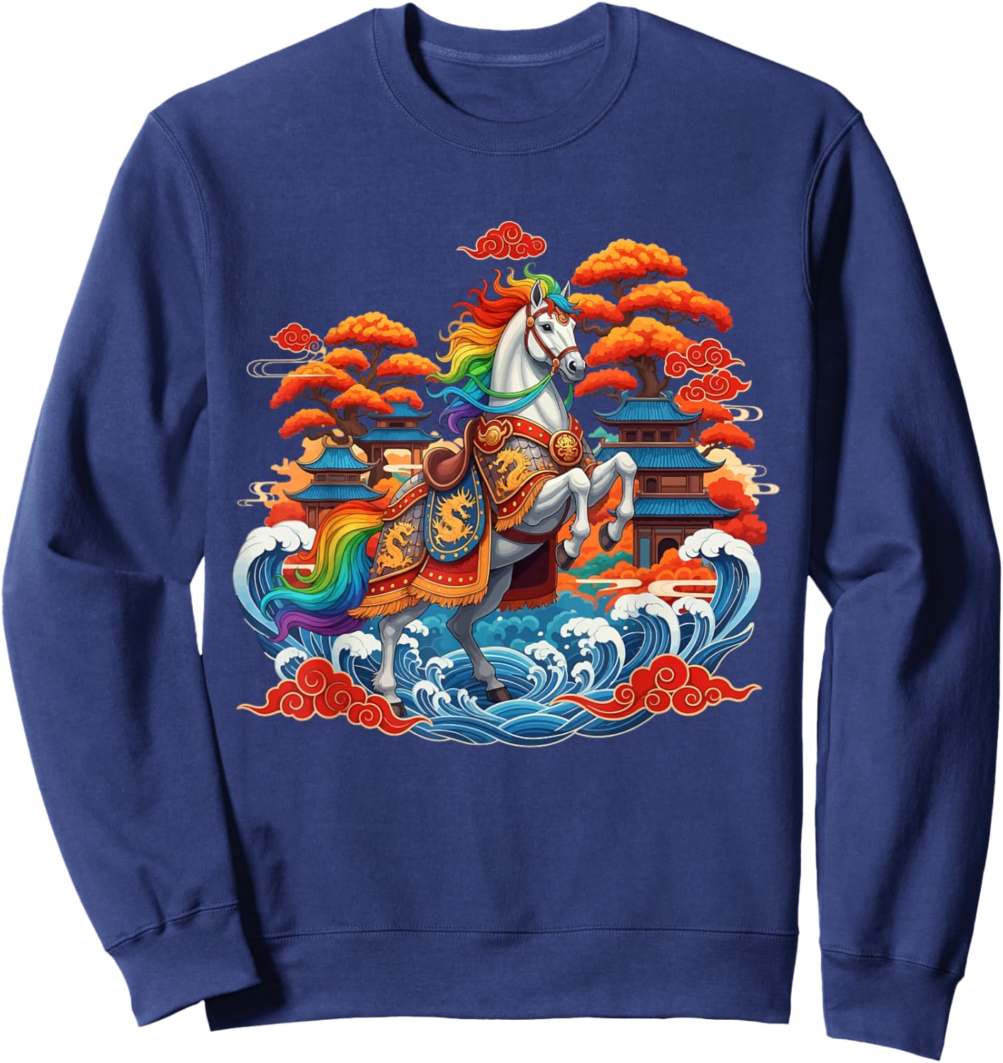 Lunar New Year 2026 Horse Zodiac Celebration Art Chinese Sweatshirt - Sweatshirt | Navy