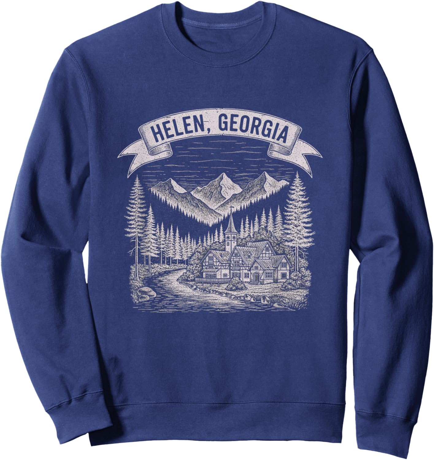Vintage Helen Georgia Sketch Art Design Sweatshirt - Sweatshirt | Navy