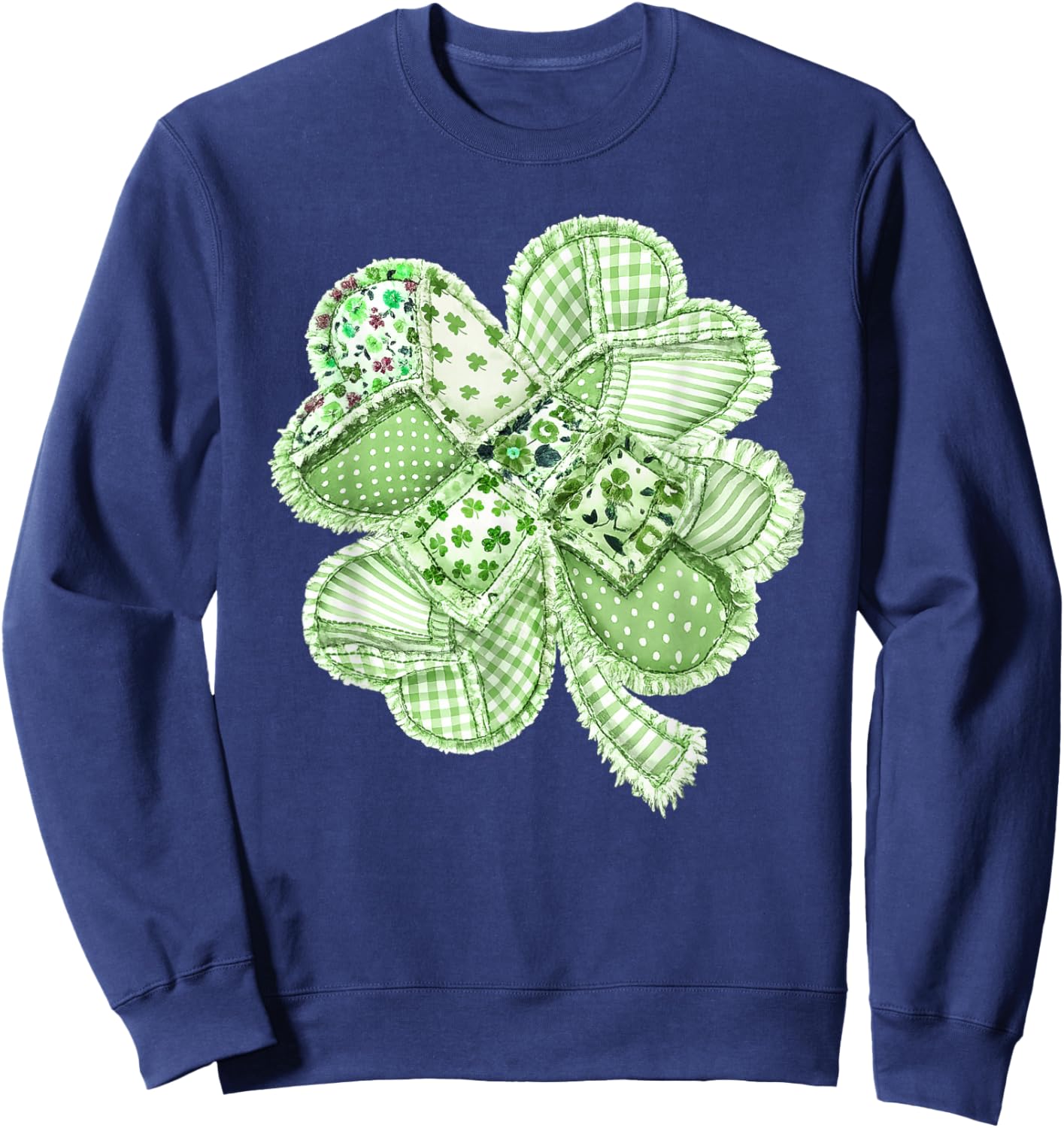Happy St.Patrick's Day Lucky Shamrock Irish Ireland Crochet Sweatshirt - Sweatshirt | Navy