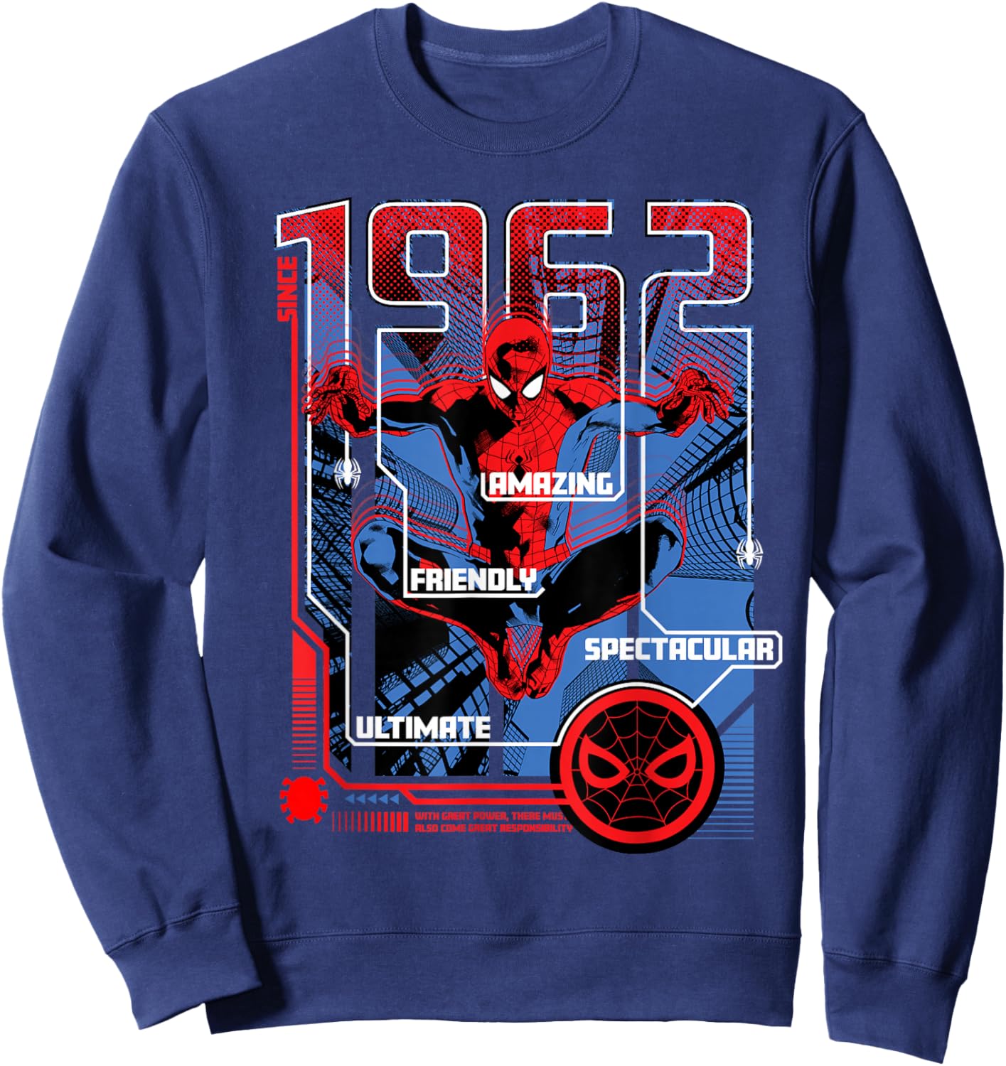 Marvel Spider-Man Since 1962 Iconic Super Hero Sweatshirt - Sweatshirt | Navy