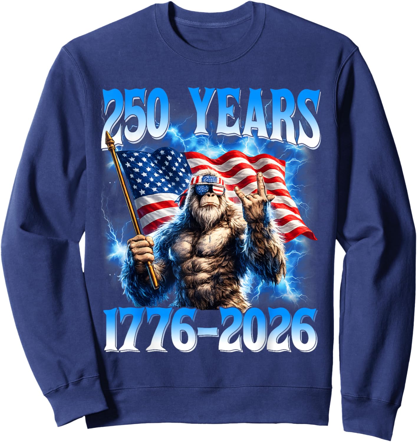 250 Years American 1776 2026 250th USA Patriotic 4th of July Sweatshirt - Sweatshirt | Navy