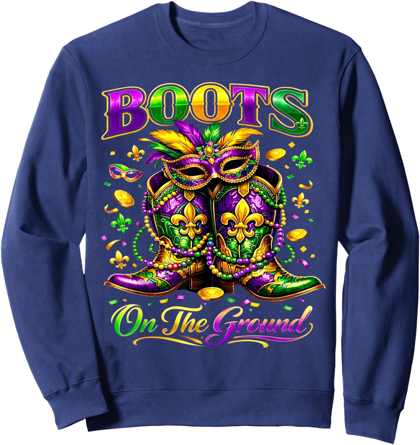 Mardi Gras Boots On The Ground Cowgirl Western Black History Sweatshirt - Sweatshirt | Navy