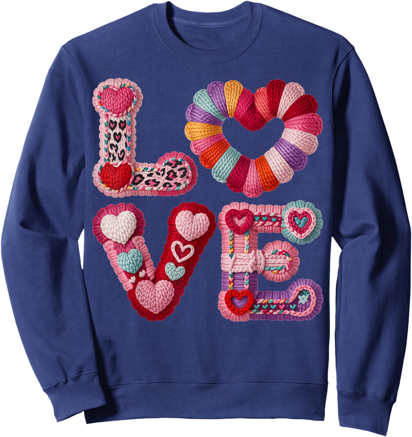 Valentines Day Love Letters Hearts Matching Couples Sweatshirt - Sweatshirt | Navy