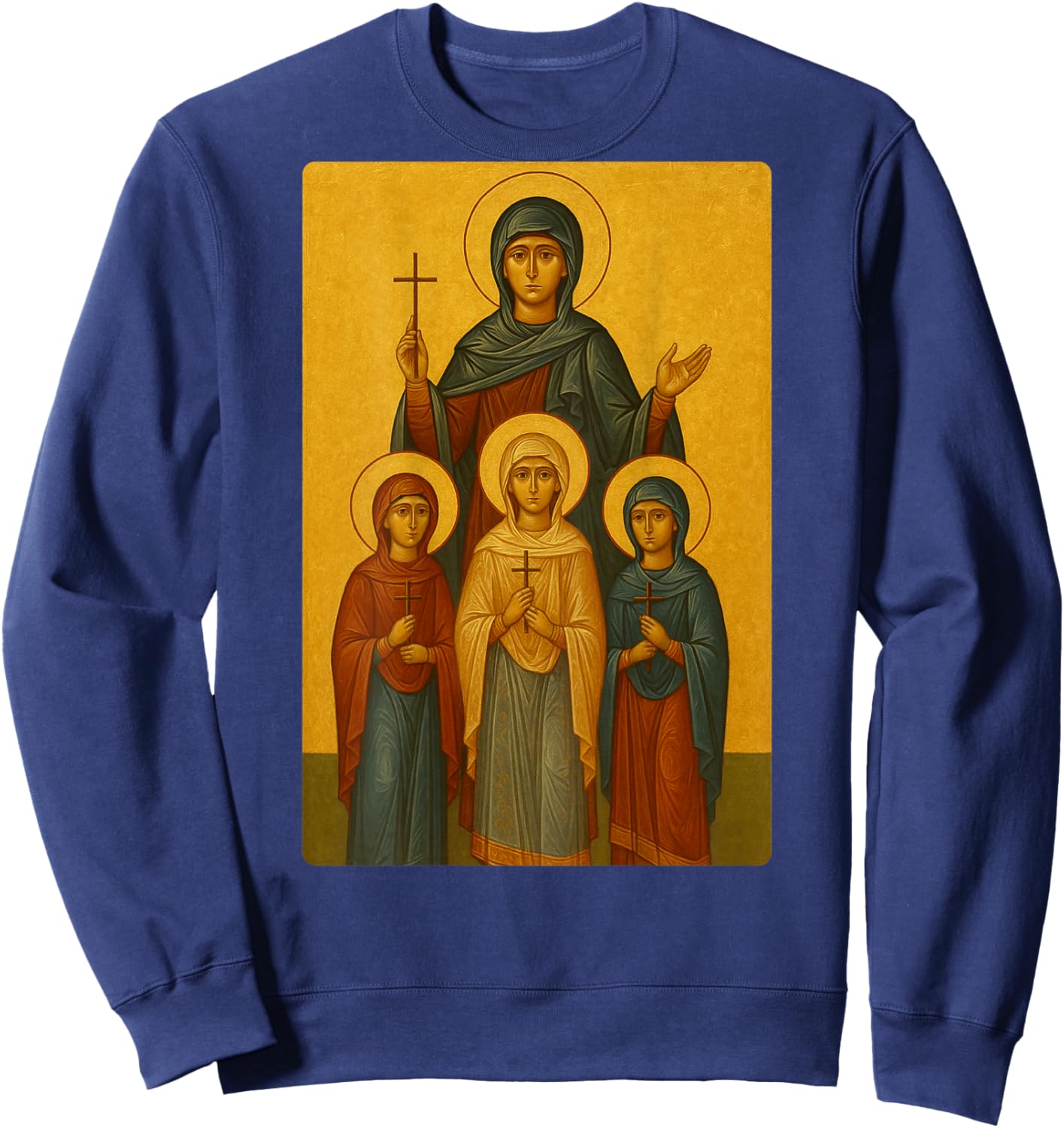 Orthodox Icon of Saint Sophia and her Daughters Sweatshirt - Sweatshirt | Navy
