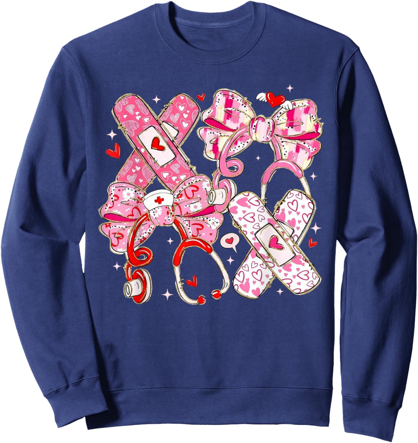 Cute Valentine Nurse Scrubs Cute Heart Icons Nurse Life Sweatshirt - Sweatshirt | Navy