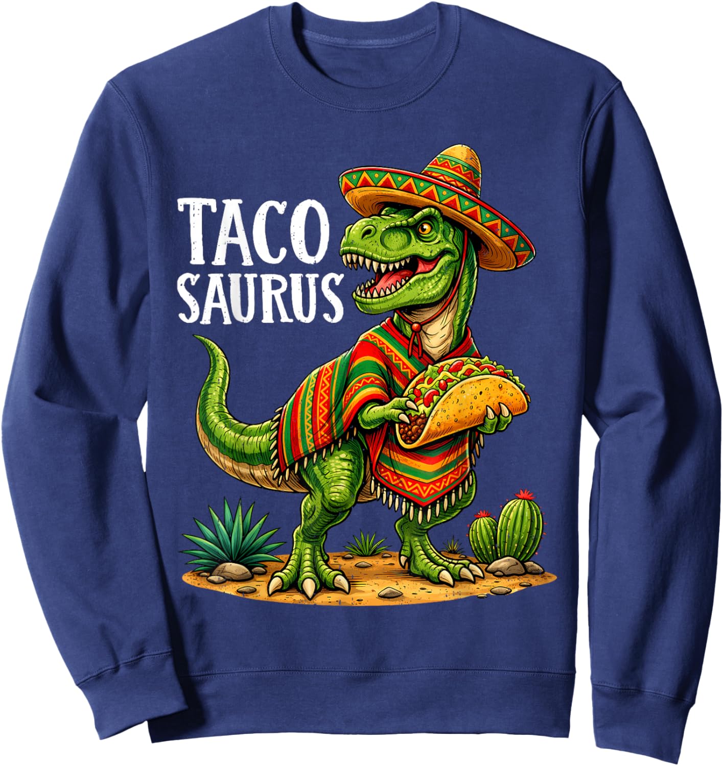 Funny Taco Saurus Dinosaur 5 Cinco De Mayo Boys Kid Toddler Sweatshirt - Sweatshirt | Navy