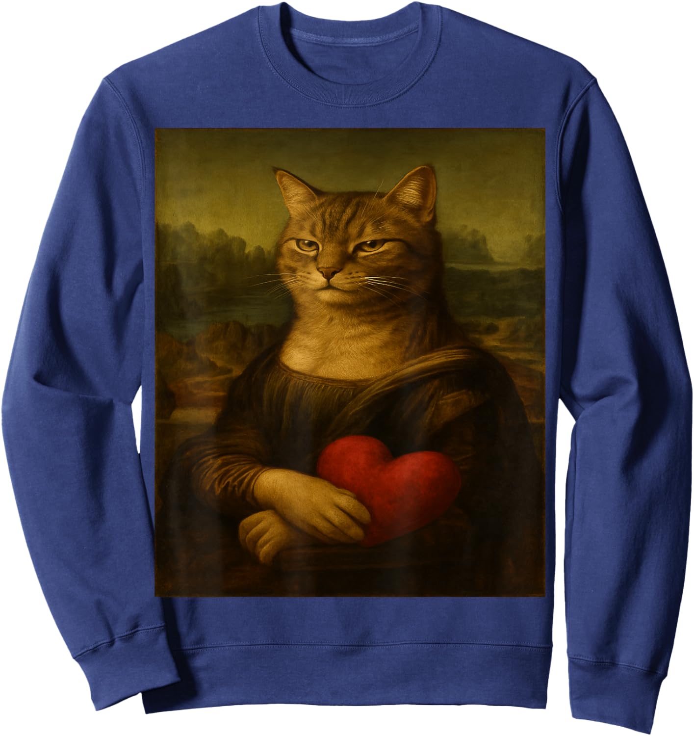 Cat Monalisa Cats Lovers Sarcastic Sweatshirt - Sweatshirt | Navy