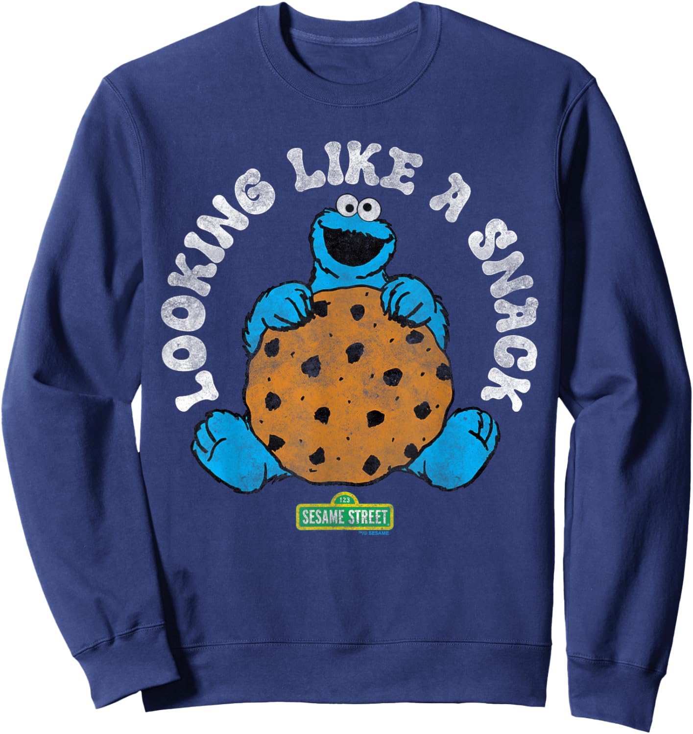 Sesame Street Cookie Monster Snack Big Cookie Sweatshirt - Sweatshirt | Navy