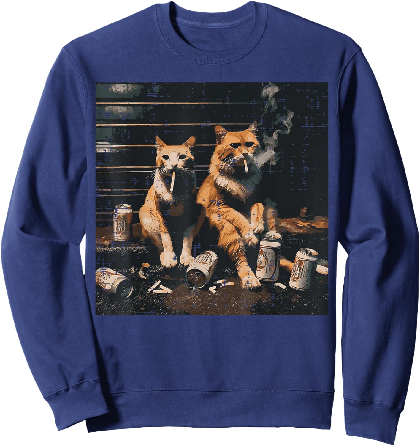 Gangsta Cats Funny Gangster Street Meme Humor Men Women Sweatshirt - Sweatshirt | Navy