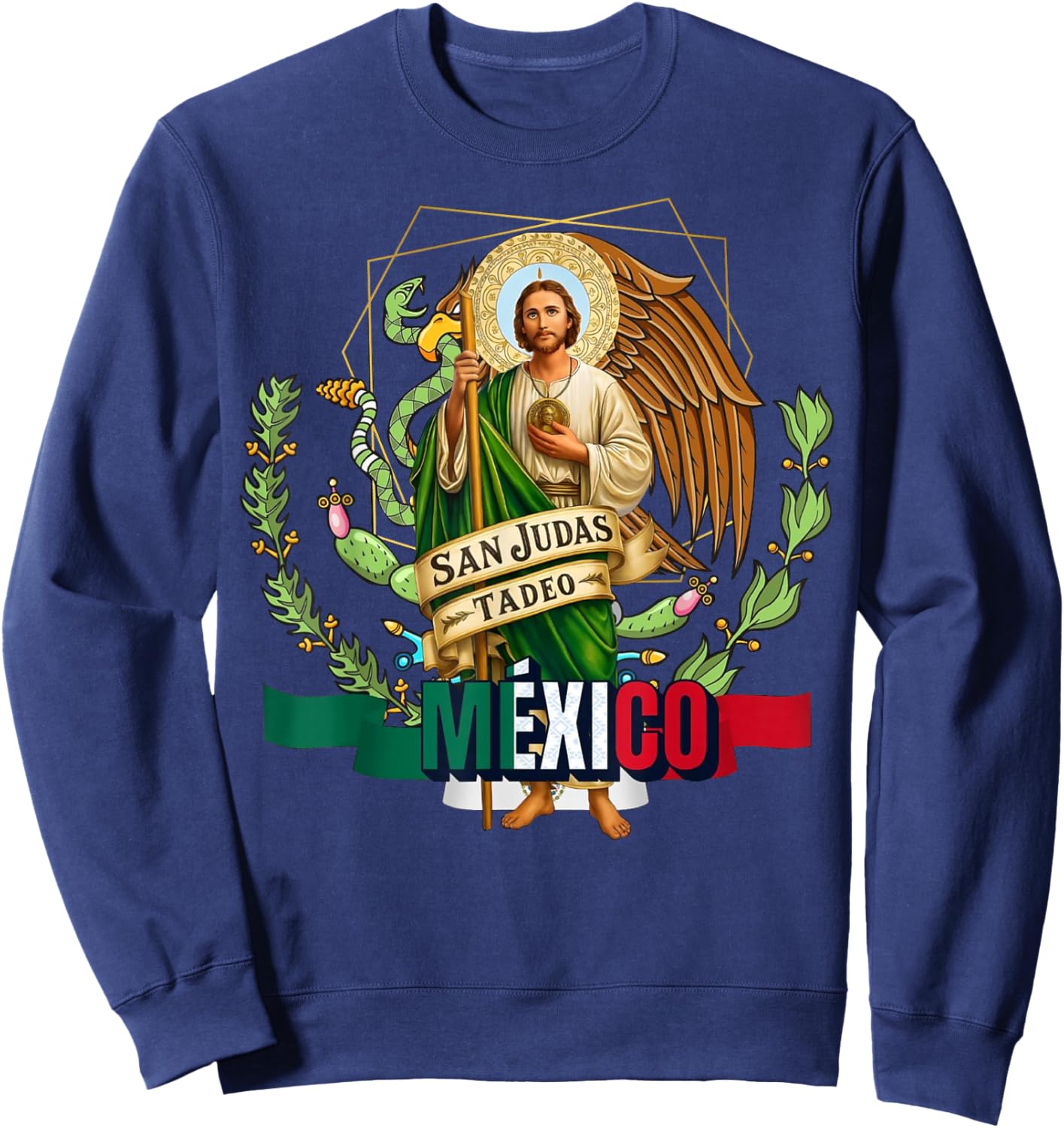 Saint Jude Thaddeus Mexico Catholic for Proud Mexicans Sweatshirt - Sweatshirt | Navy
