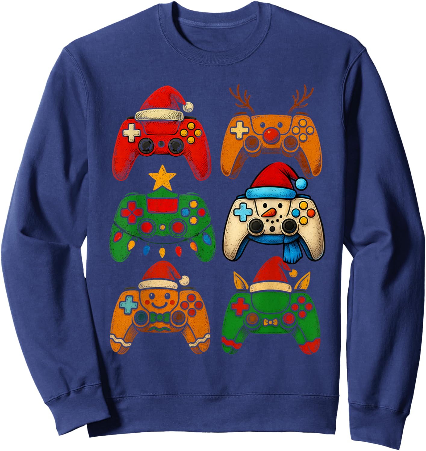 Christmas Gamer Game Controller Xmas Gaming Boys Kids Men Sweatshirt - Sweatshirt | Navy