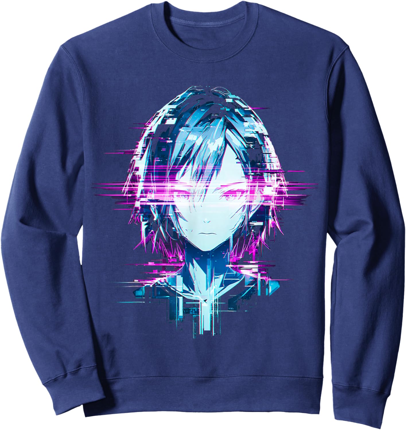 Anime Lover Graphic Otaku Japanese Girl Retro Manga Art Sweatshirt - Sweatshirt | Navy
