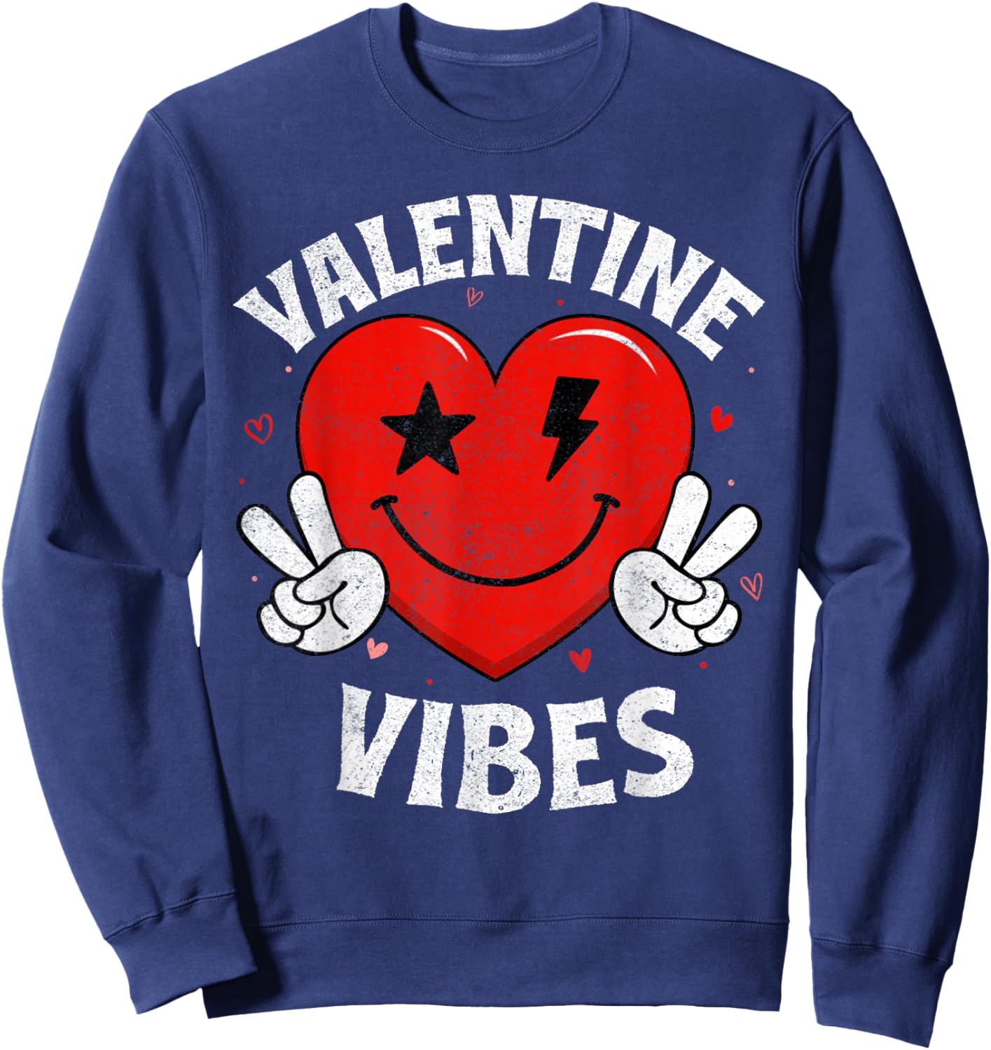 Valentine Vibes Hippie Valentines Day Shirts for Girls Women Sweatshirt - Sweatshirt | Navy
