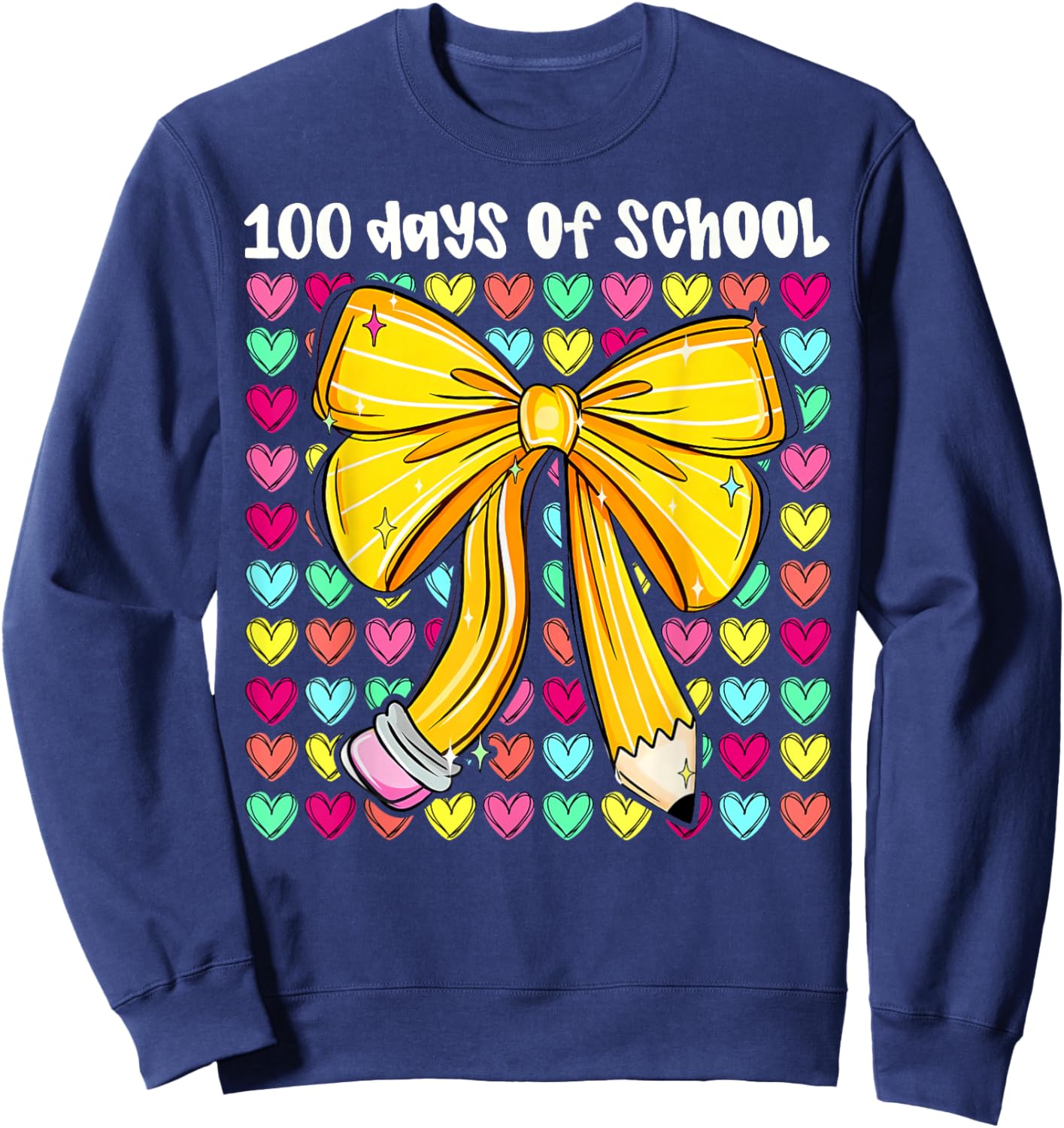 100th Day of School 100 Days Teacher Coquette Bow Girl Women Sweatshirt - Sweatshirt | Navy