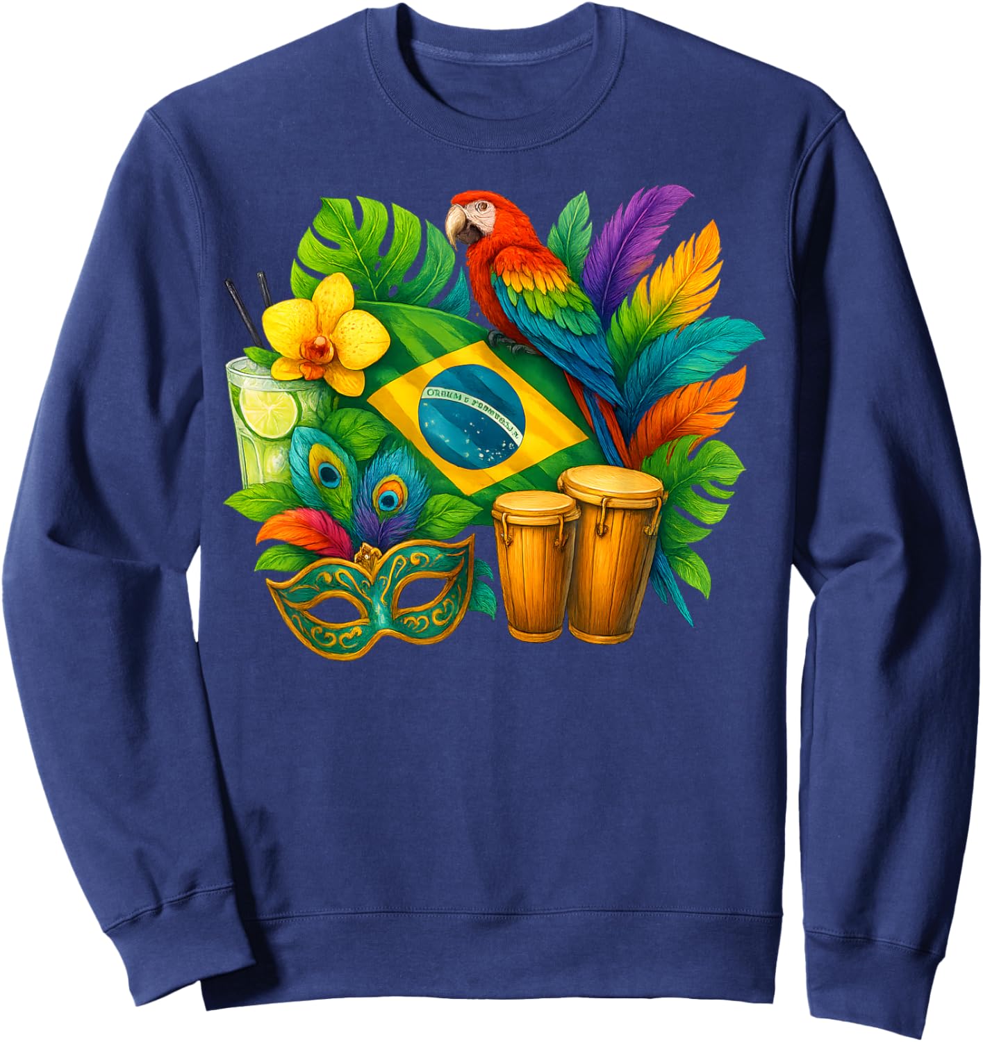 Brazil Flag Vacation Travel Brazilian Culture Men Women Kids Sweatshirt - Sweatshirt | Navy