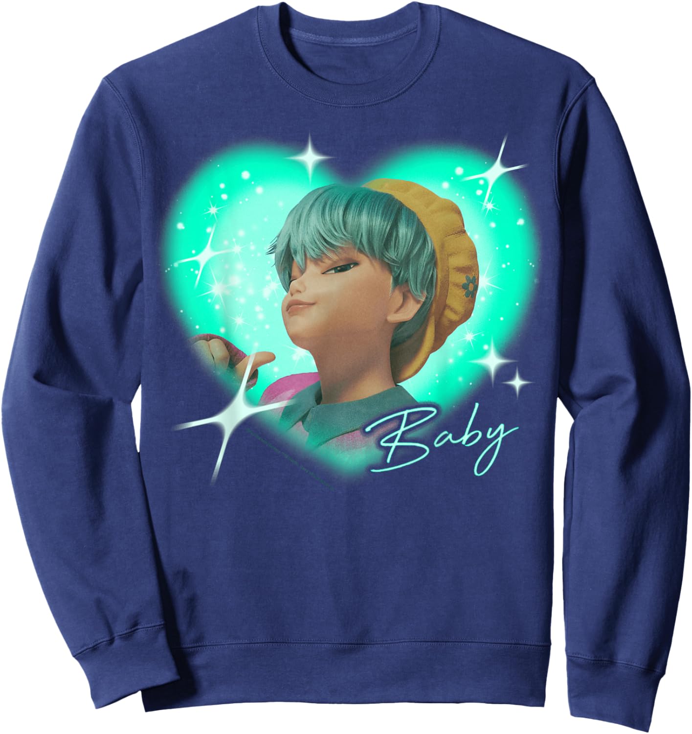 Kpop Demon Hunters The Saja Boys Baby Charming Gaze Heart Sweatshirt - Sweatshirt | Navy