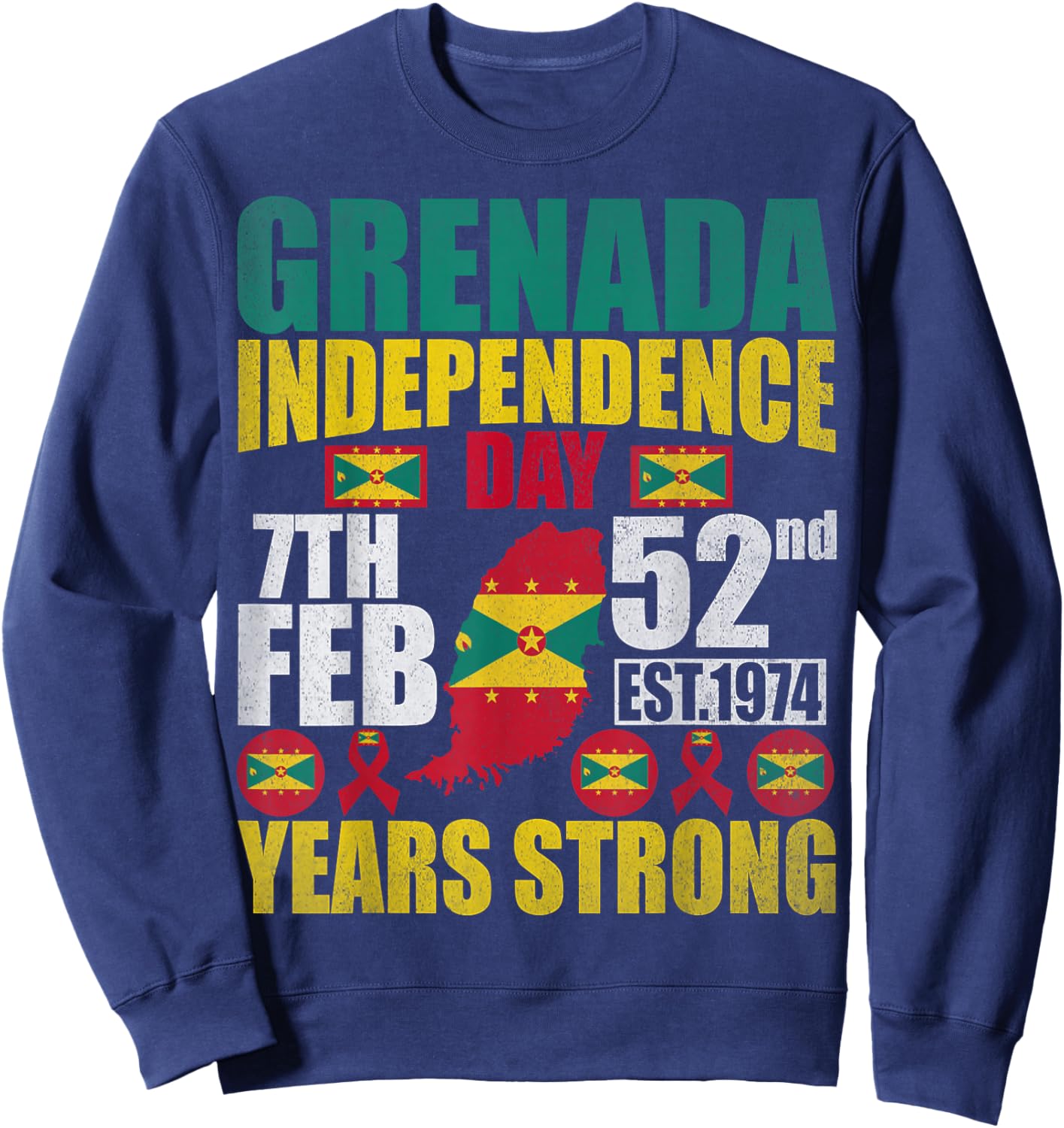 Grenada 52nd Independence Day Grenadian Pride Grenada Flag Sweatshirt - Sweatshirt | Navy