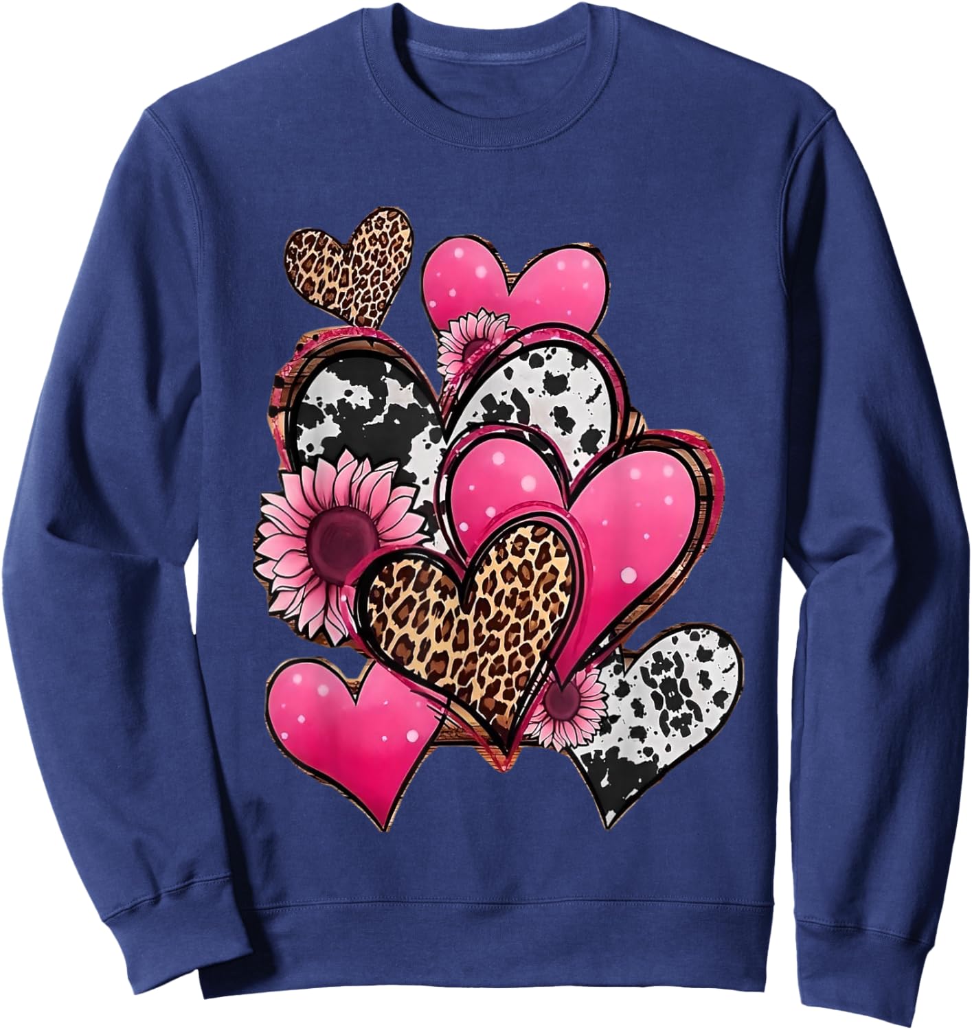 Red haerts and Leopard Hearts Sweatshirt - Sweatshirt | Navy