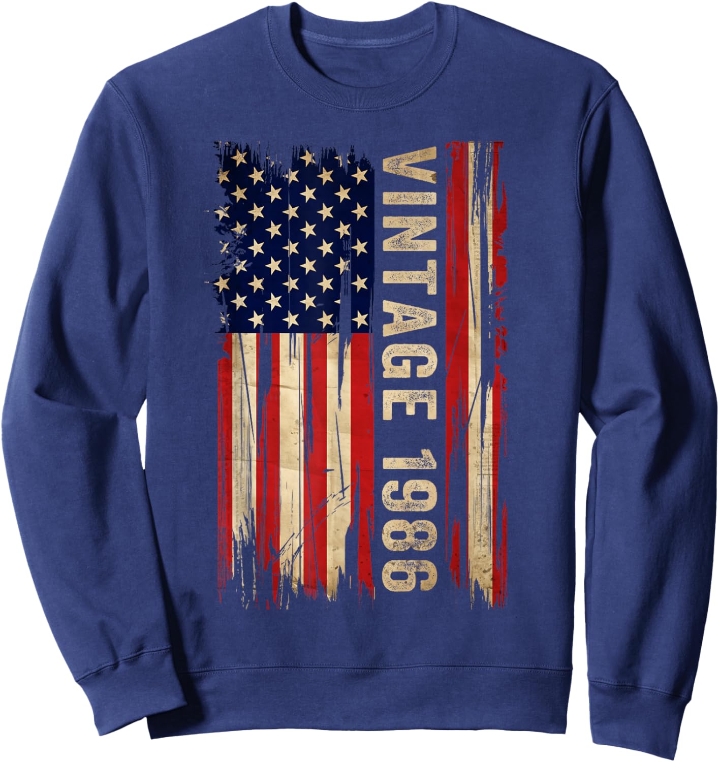40 Years Old Gifts Vintage 1986 40th Birthday American Flag Sweatshirt - Sweatshirt | Navy
