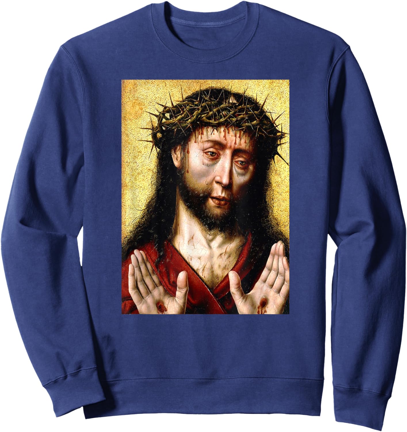 Jesus Christ Man of Sorrows Aelbert Bouts Painting 1500 Sweatshirt - Sweatshirt | Navy