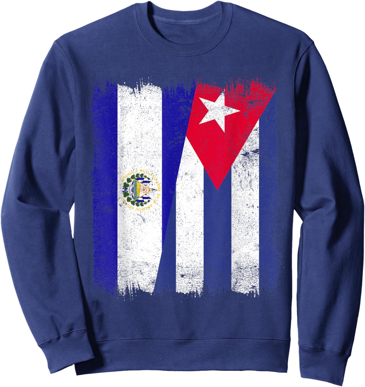 El Salvador Cuba Half Flag Salvadorian Cuban Heritage Sweatshirt - Sweatshirt | Navy