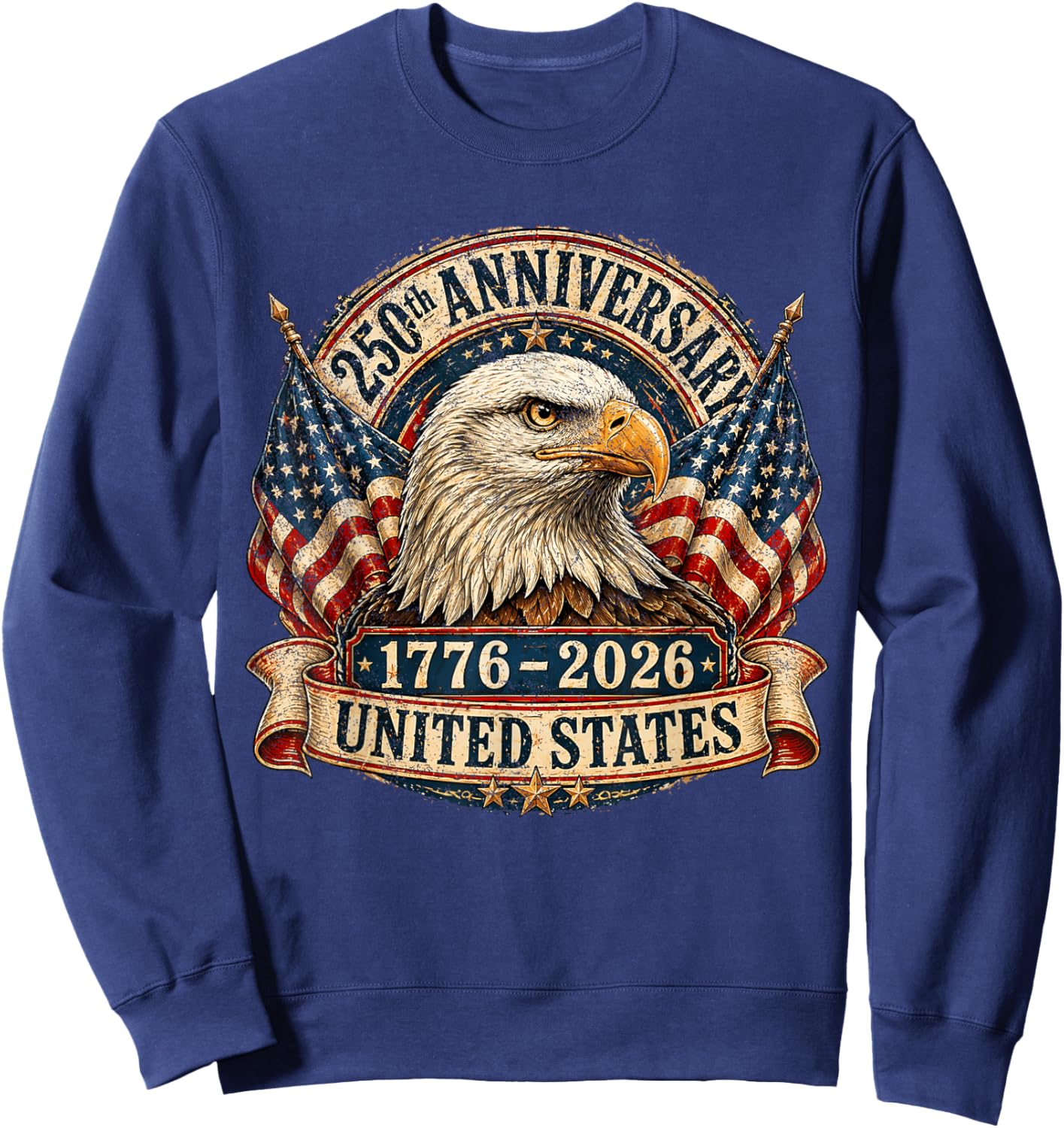 250th Anniversary USA Eagle 4th of July 250 Anniversary USA Sweatshirt - Sweatshirt | Navy