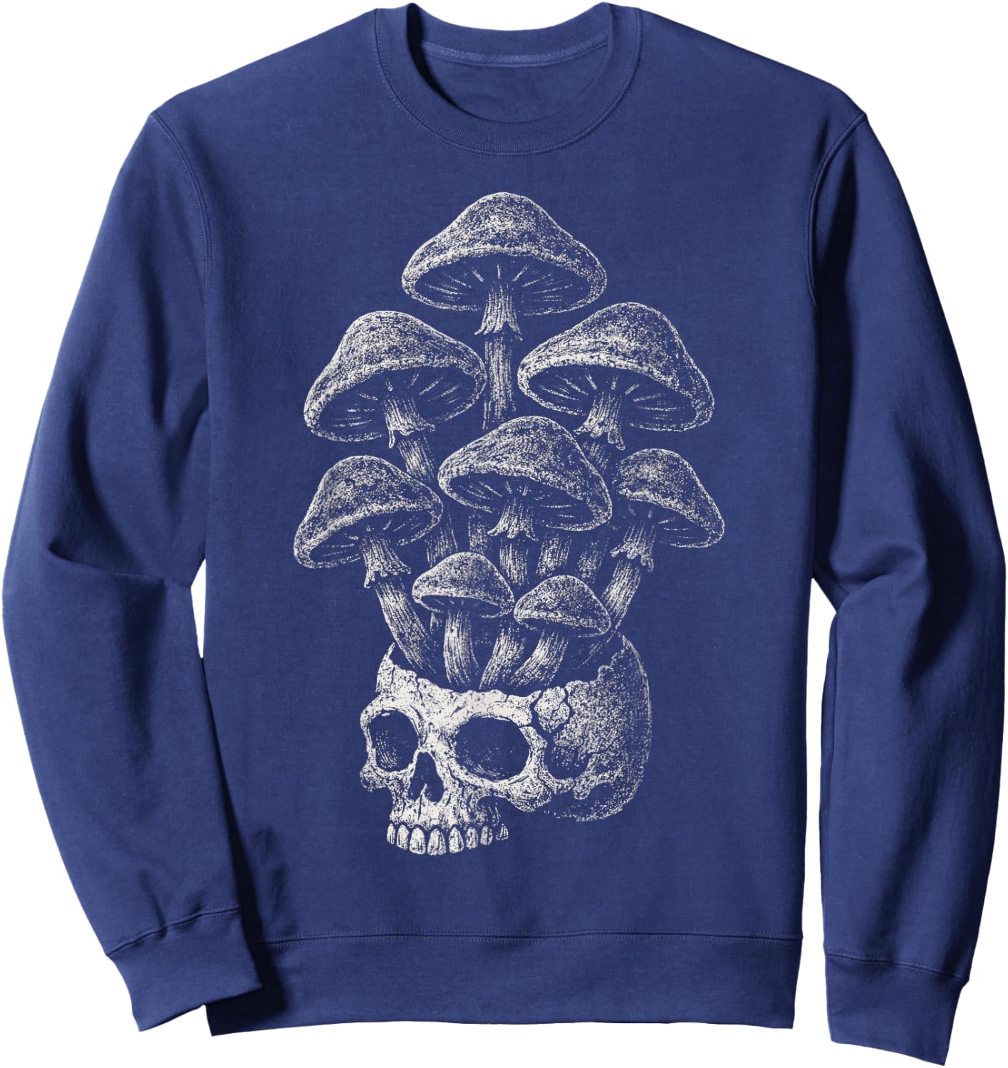 Mushroom Skull Grunge Alt Goth Skeleton Forest Aesthetic Sweatshirt - Sweatshirt | Navy
