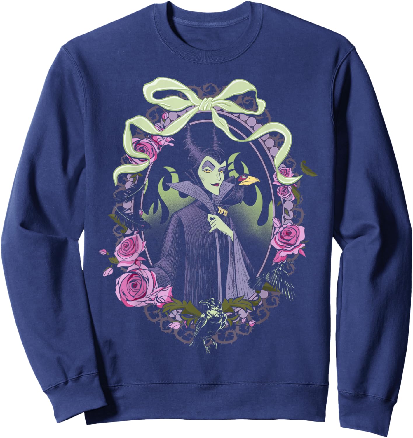 Disney Villains Maleficent Bow and Floral Frame Portrait Sweatshirt - Sweatshirt | Navy