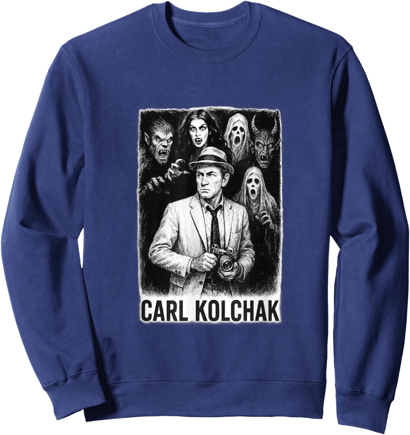 Carl Kolchak Mystery Series Cult Supernatural Investigator Sweatshirt - Sweatshirt | Navy