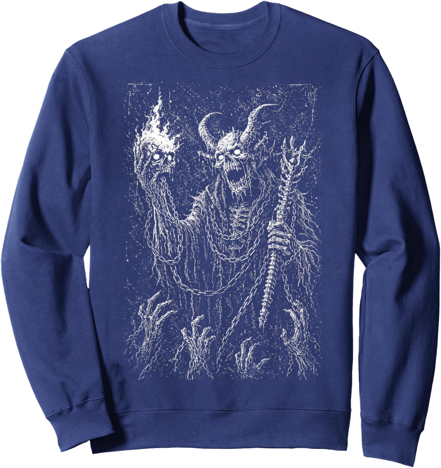 Demon Skull Deathcore Goth Alt Grunge Horror Emo Aesthetic Sweatshirt - Sweatshirt | Navy